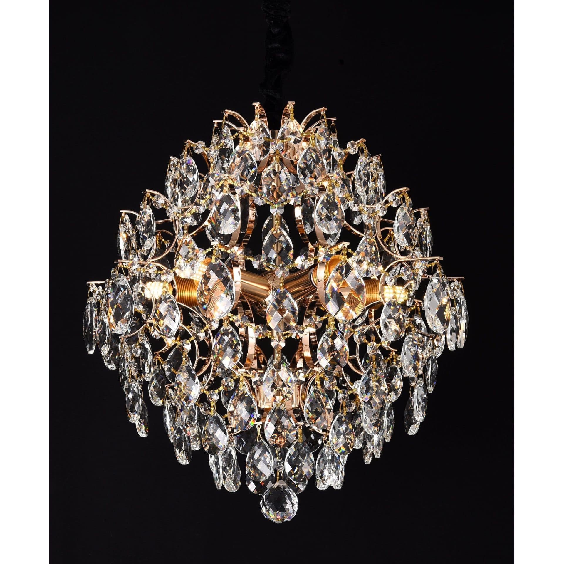 Candelabru Flippy Cristal CRYSTARA Nobile 5x E14 Diametru 40cm Auriu Lucios — imagine 1