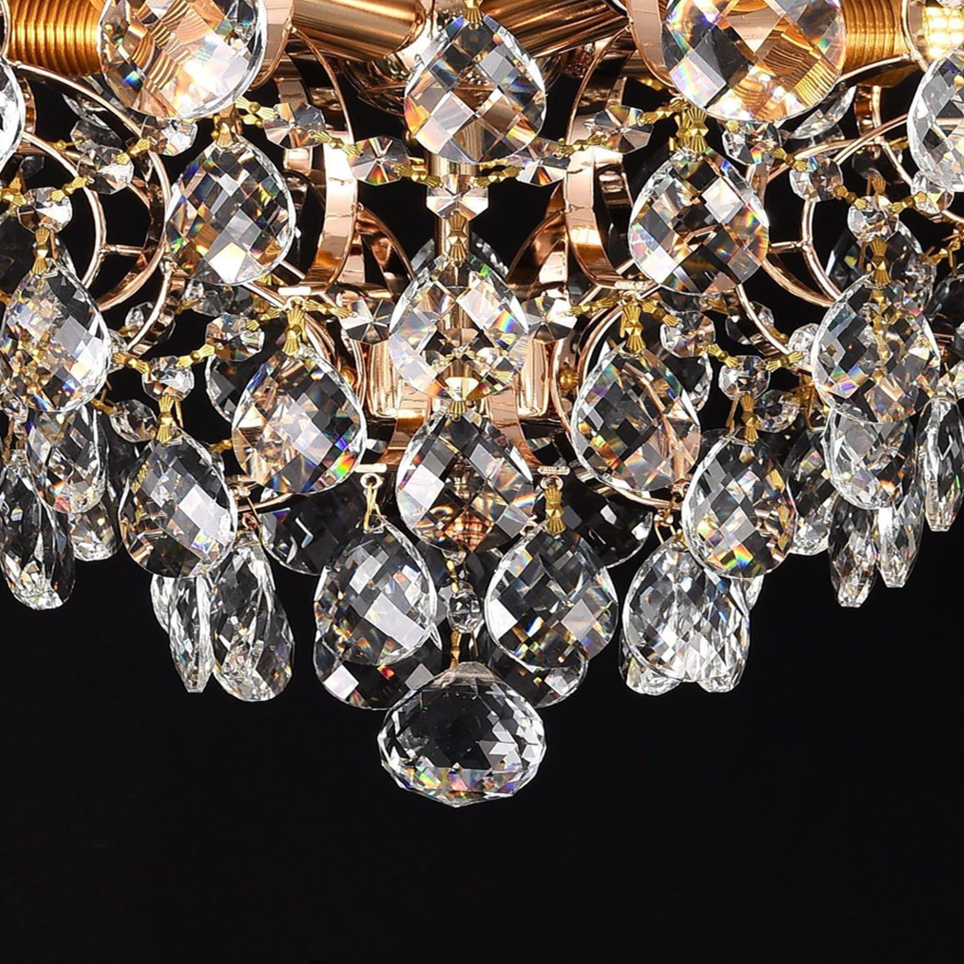 Candelabru Flippy Cristal CRYSTARA Nobile 5x E14 Diametru 40cm Auriu Lucios — imagine 2