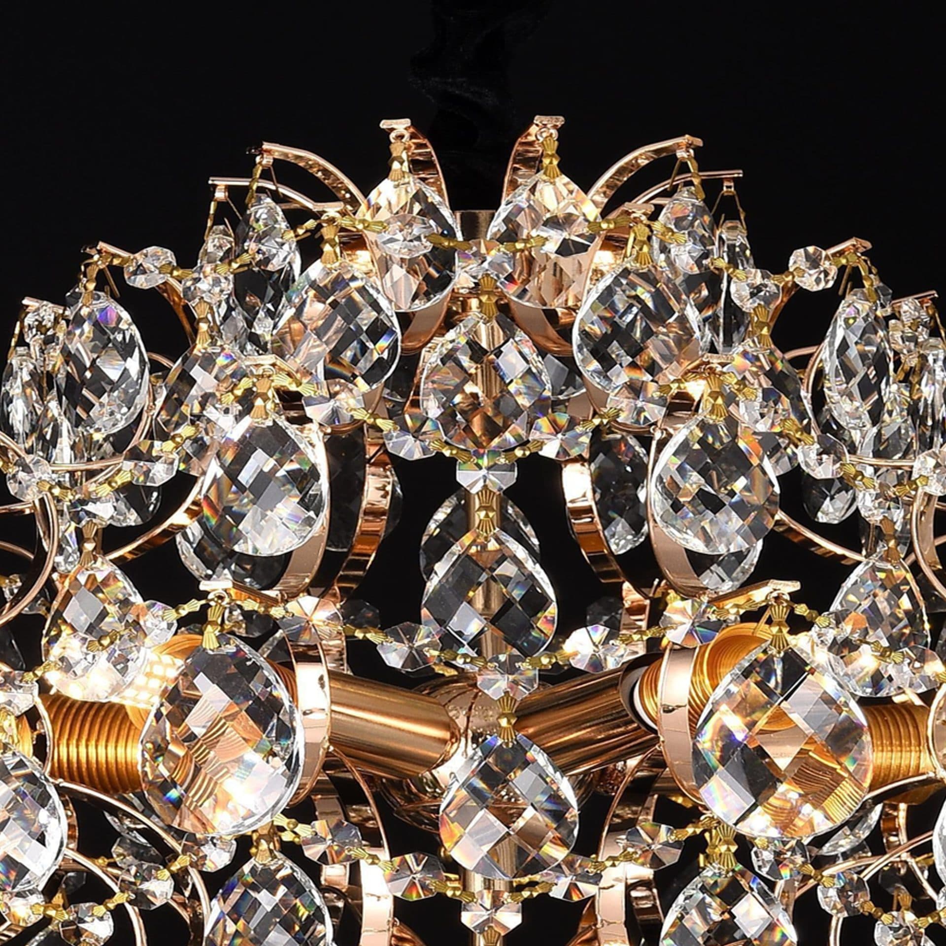 Candelabru Flippy Cristal CRYSTARA Nobile 5x E14 Diametru 40cm Auriu Lucios — imagine 3