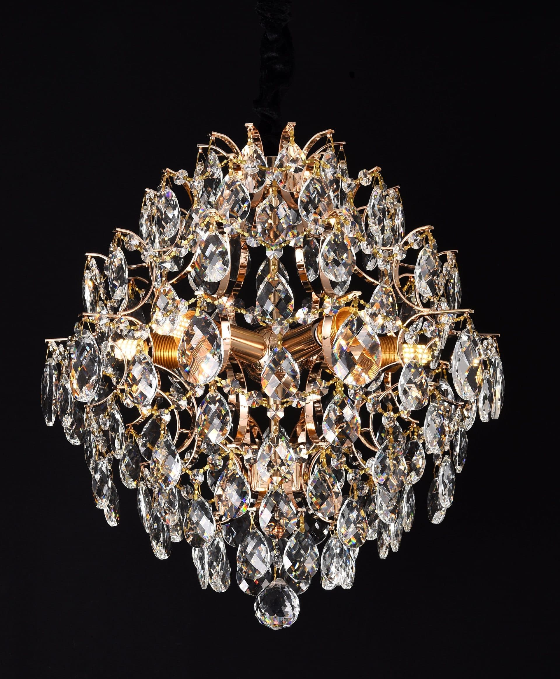 Candelabru Flippy Cristal CRYSTARA Nobile 5x E14 Diametru 40cm Auriu Lucios — imagine 4