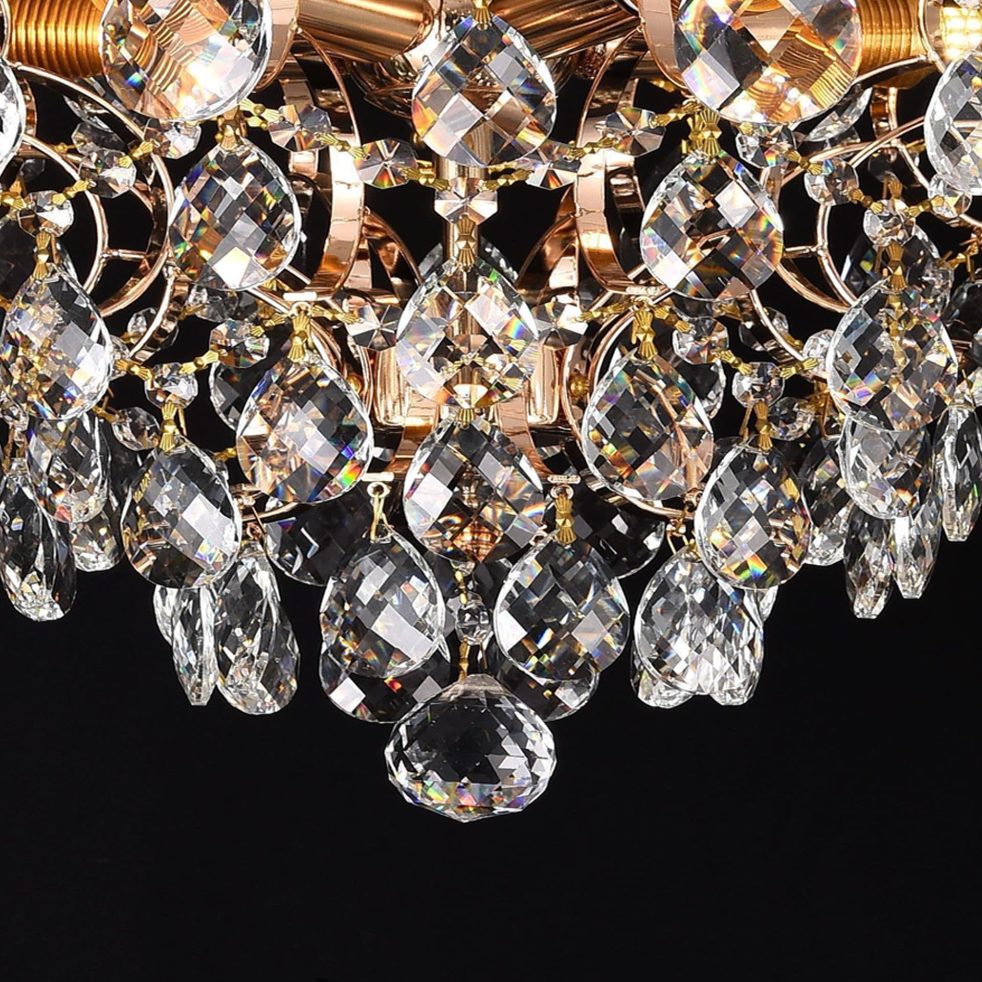 Candelabru Flippy Cristal CRYSTARA Nobile 5x E14 Diametru 40cm Auriu Lucios — imagine 5