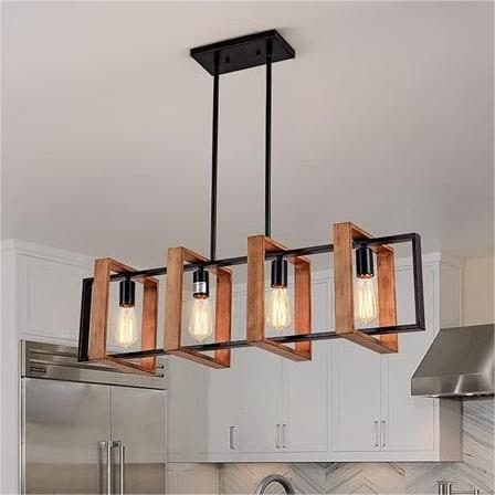 Lustra Flippy Vintage LV560/4BK Rustic Barn Lemn si Metal 85cm Negru — imagine 1