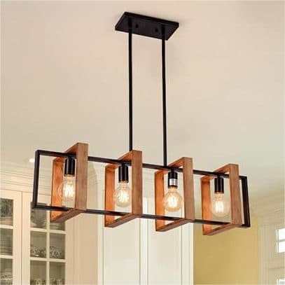 Lustra Flippy Vintage LV560/4BK Rustic Barn Lemn si Metal 85cm Negru — imagine 2