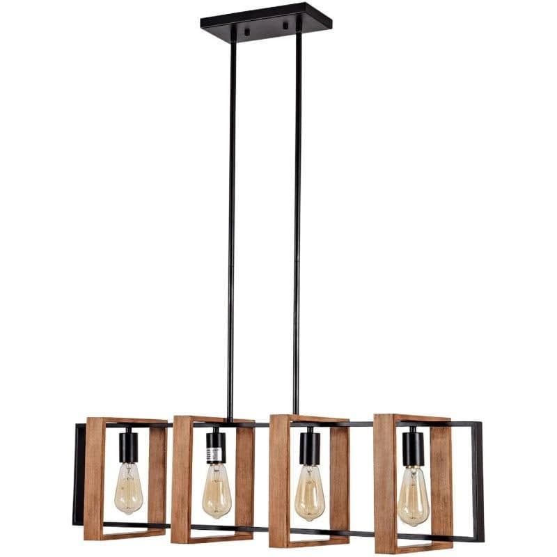 Lustra Flippy Vintage LV560/4BK Rustic Barn Lemn si Metal 85cm Negru — imagine 3