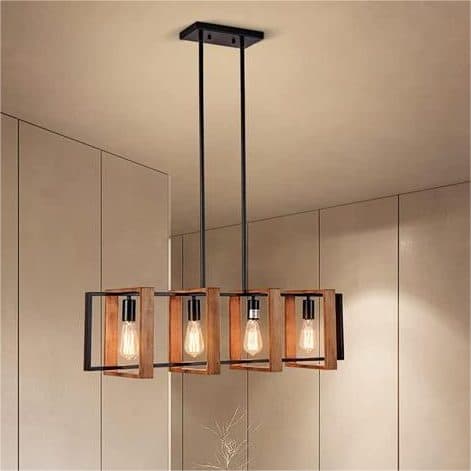 Lustra Flippy Vintage LV560/4BK Rustic Barn Lemn si Metal 85cm Negru — imagine 4