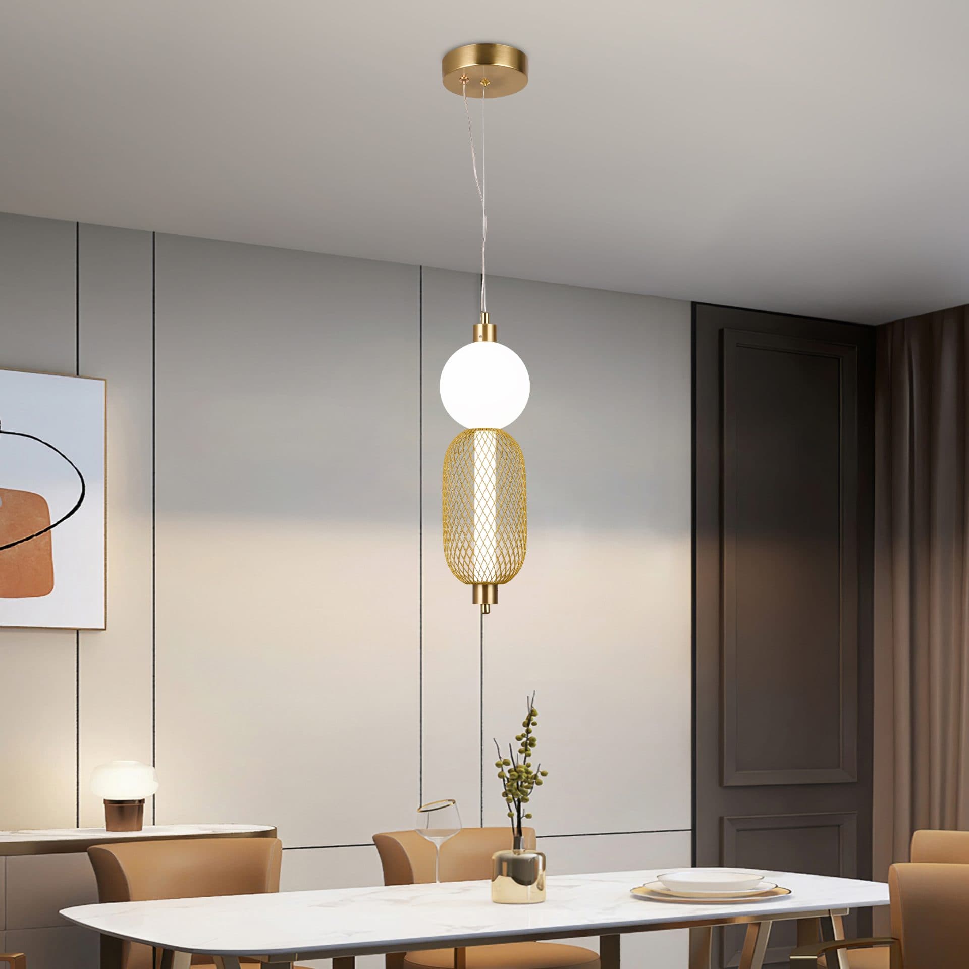 Lustra LED Suspendata Flippy 11W Auriu Inaltime Reglabila — imagine 1