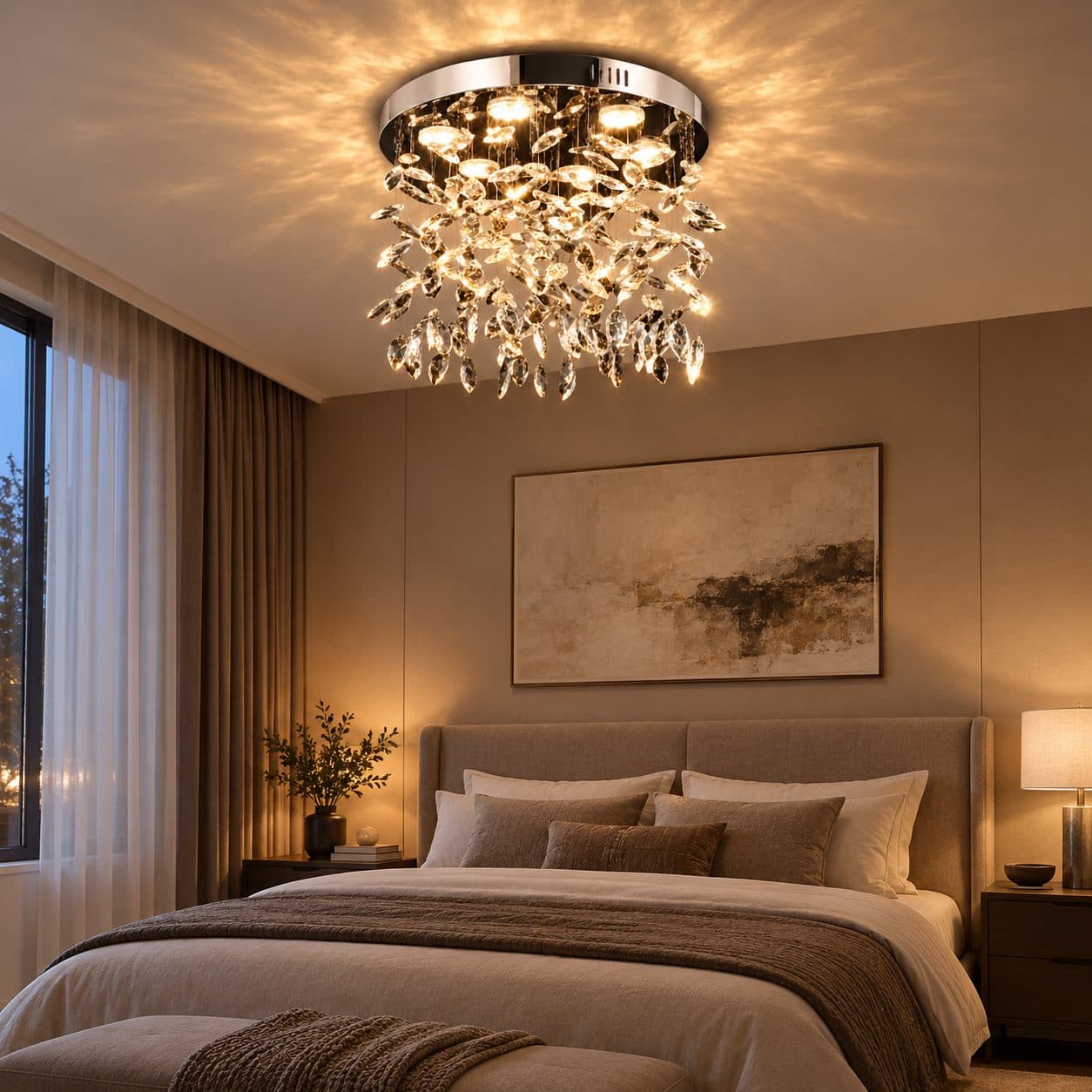 Candelabru LED Cristal Rotund, 22W, Lumina Rece/Calda/Neutra, Crom Lucios — imagine 4