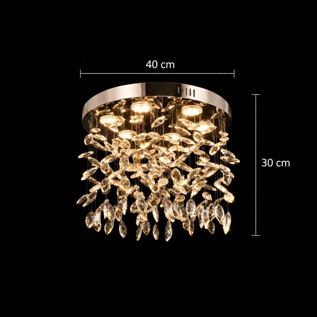 Candelabru LED Cristal Rotund, 22W, Lumina Rece/Calda/Neutra, Crom Lucios — imagine 6