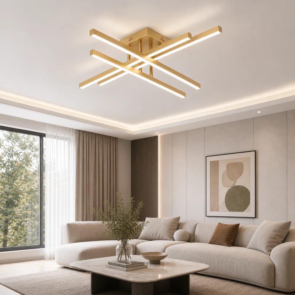 Lustra LED Flippy 53W Telecomanda Dimabila Auriu — imagine 1