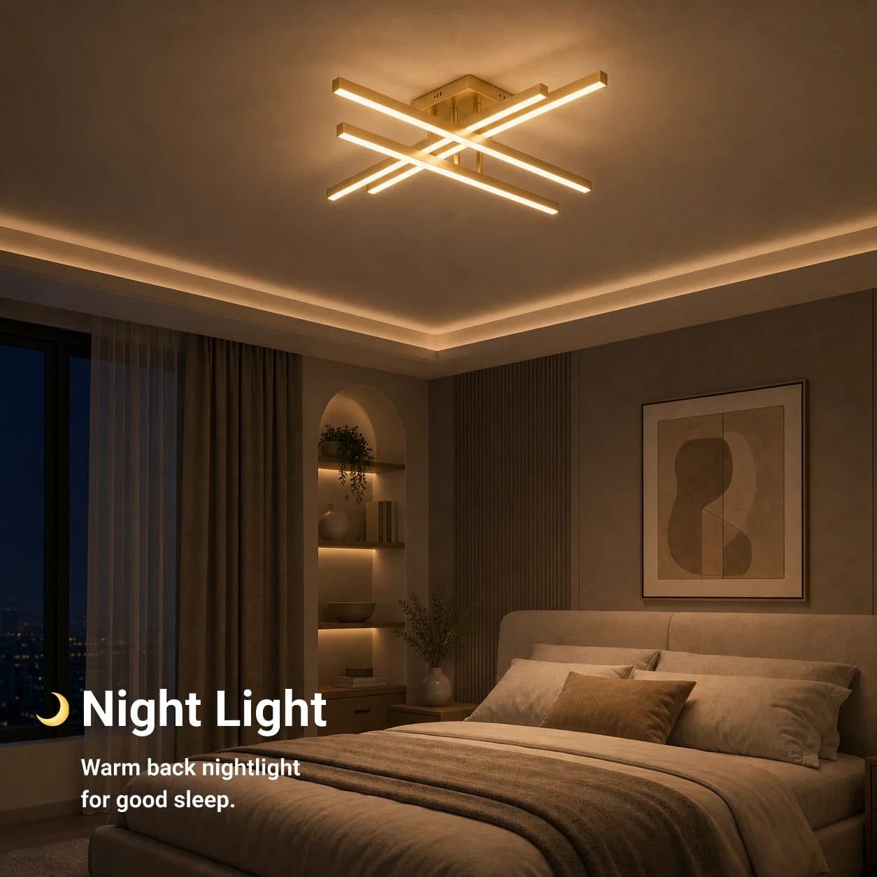 Lustra LED Flippy 53W Telecomanda Dimabila Auriu — imagine 4