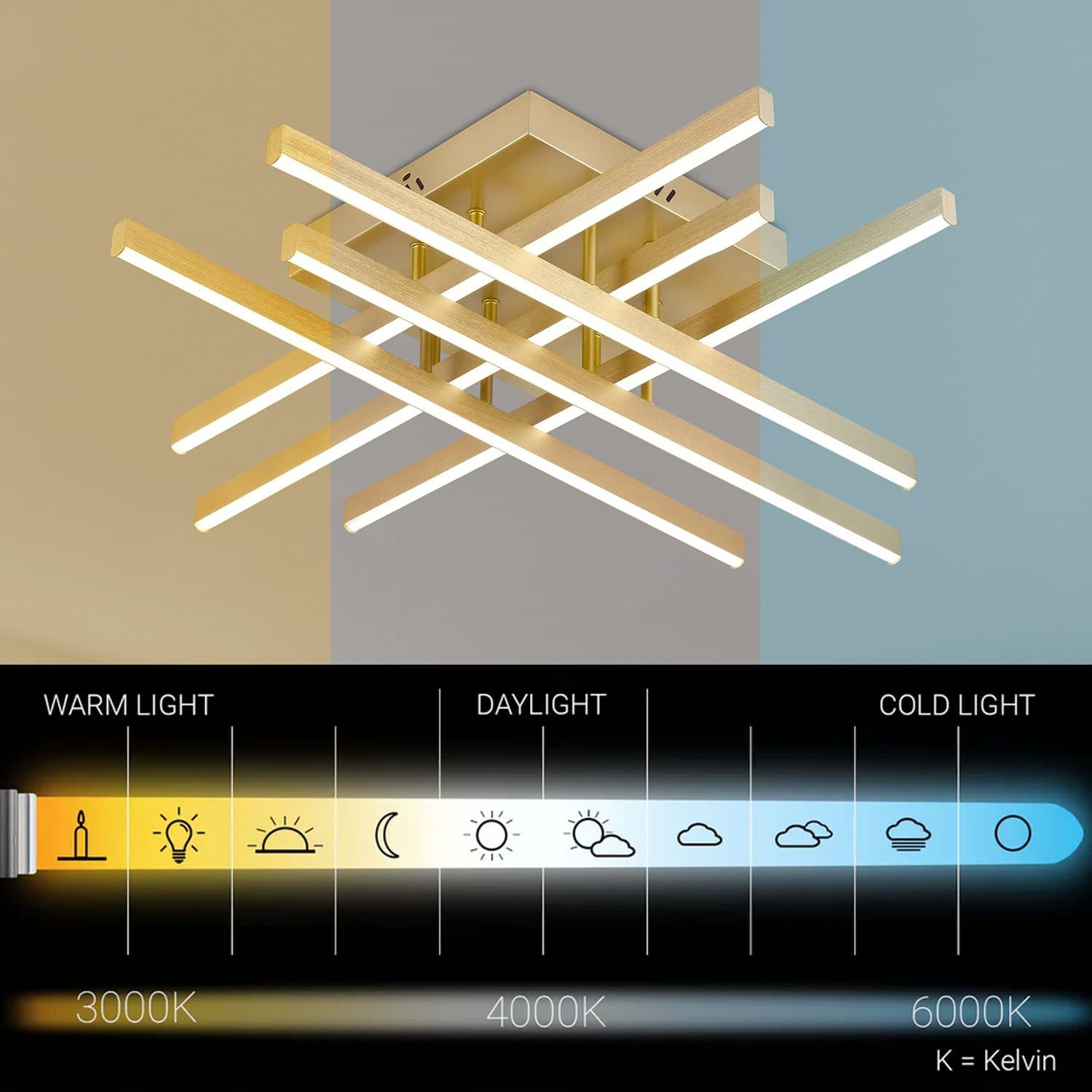 Lustra LED Flippy 83W Auriu Dimabila cu Telecomanda — imagine 6