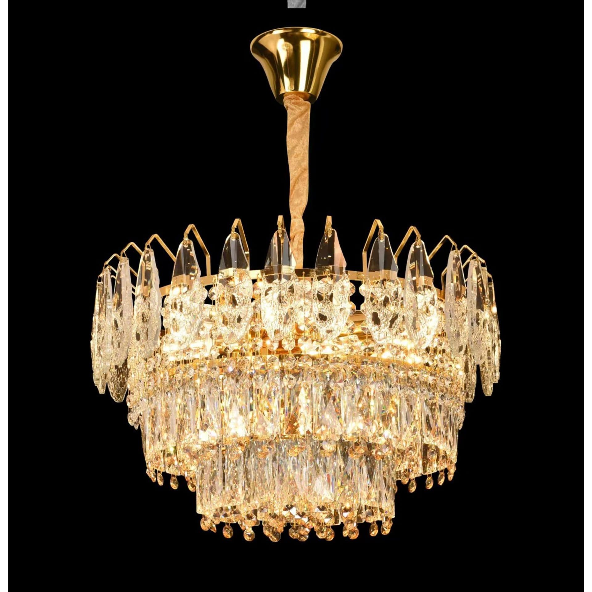 Candelabru Cristal Flippy MAJESTIC Eleganza 9x E14 Diametru 50cm Auriu Lucios — imagine 1