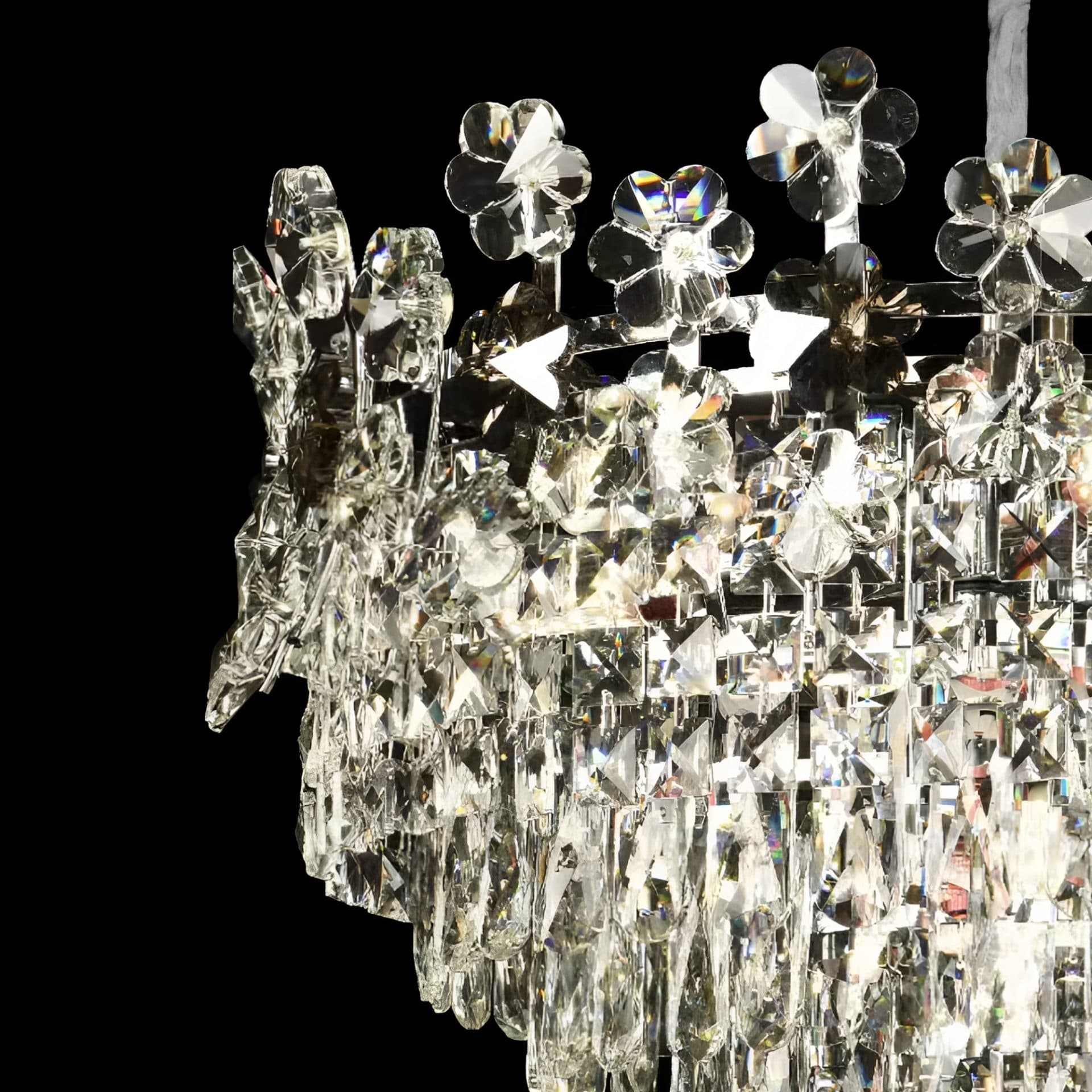 Candelabru Cristal Flippy 9x E14 Diametru 50cm Crom Lucios Inaltime Reglabila — imagine 6