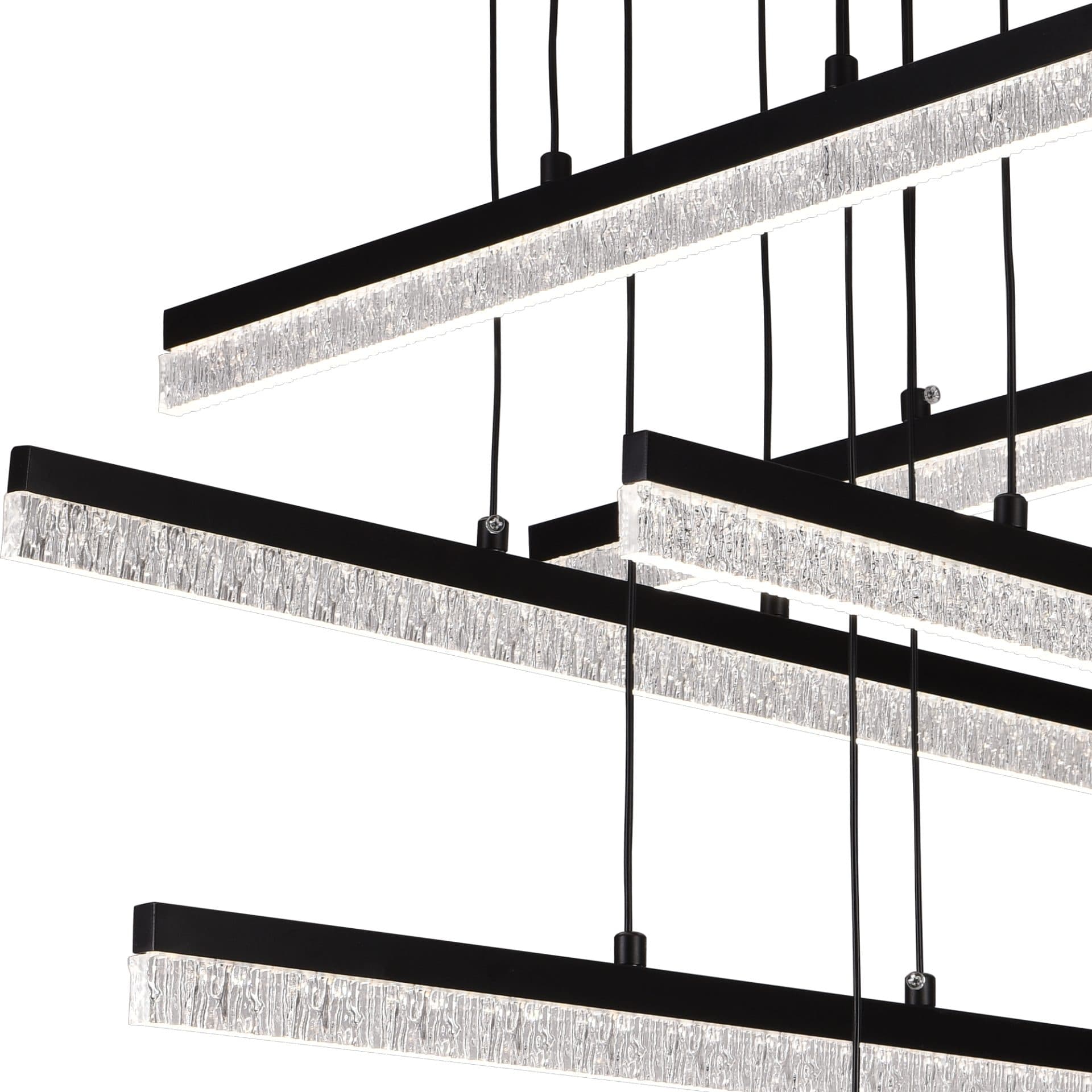 Lustra LED Suspendata Flippy 6 elemente 82W 3000/4000/6000K Negru Inaltime Reglabila — imagine 4