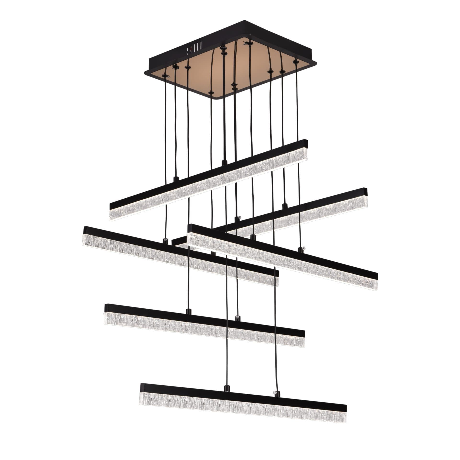 Lustra LED Suspendata Flippy 6 elemente 82W 3000/4000/6000K Negru Inaltime Reglabila — imagine 5