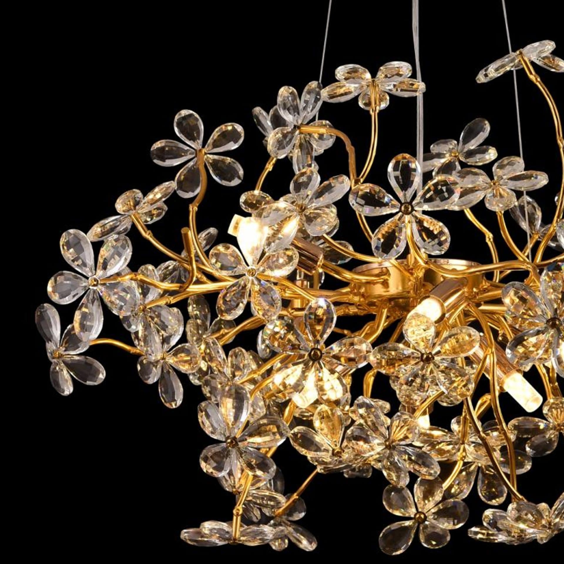 Candelabru Flippy Cristal AURAFLOR Magno 9x G9 Crom si Cristale 55cm Inaltime Reglabila — imagine 2