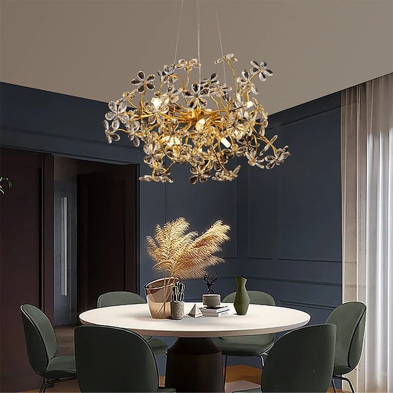 Candelabru Flippy Cristal AURAFLOR Magno 9x G9 Crom si Cristale 55cm Inaltime Reglabila — imagine 5