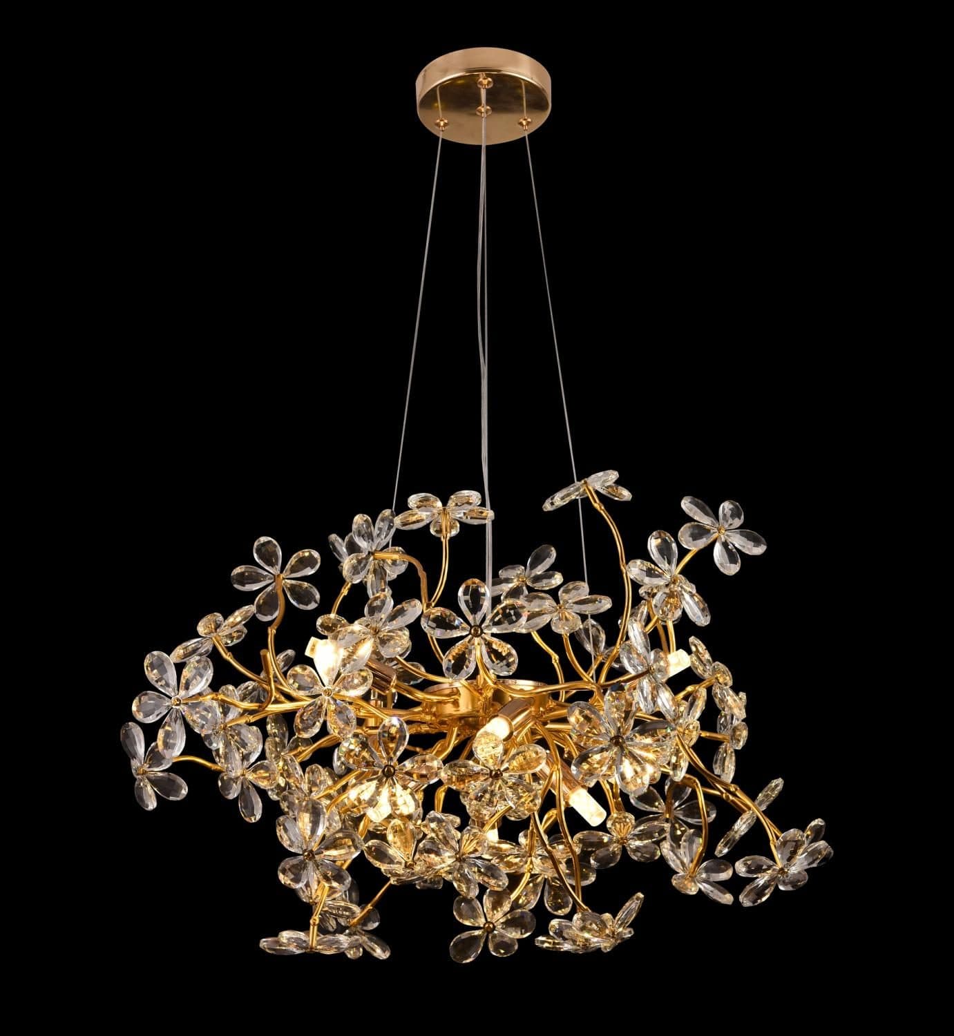 Candelabru Flippy Cristal AURAFLOR Magno 9x G9 Crom si Cristale 55cm Inaltime Reglabila — imagine 7