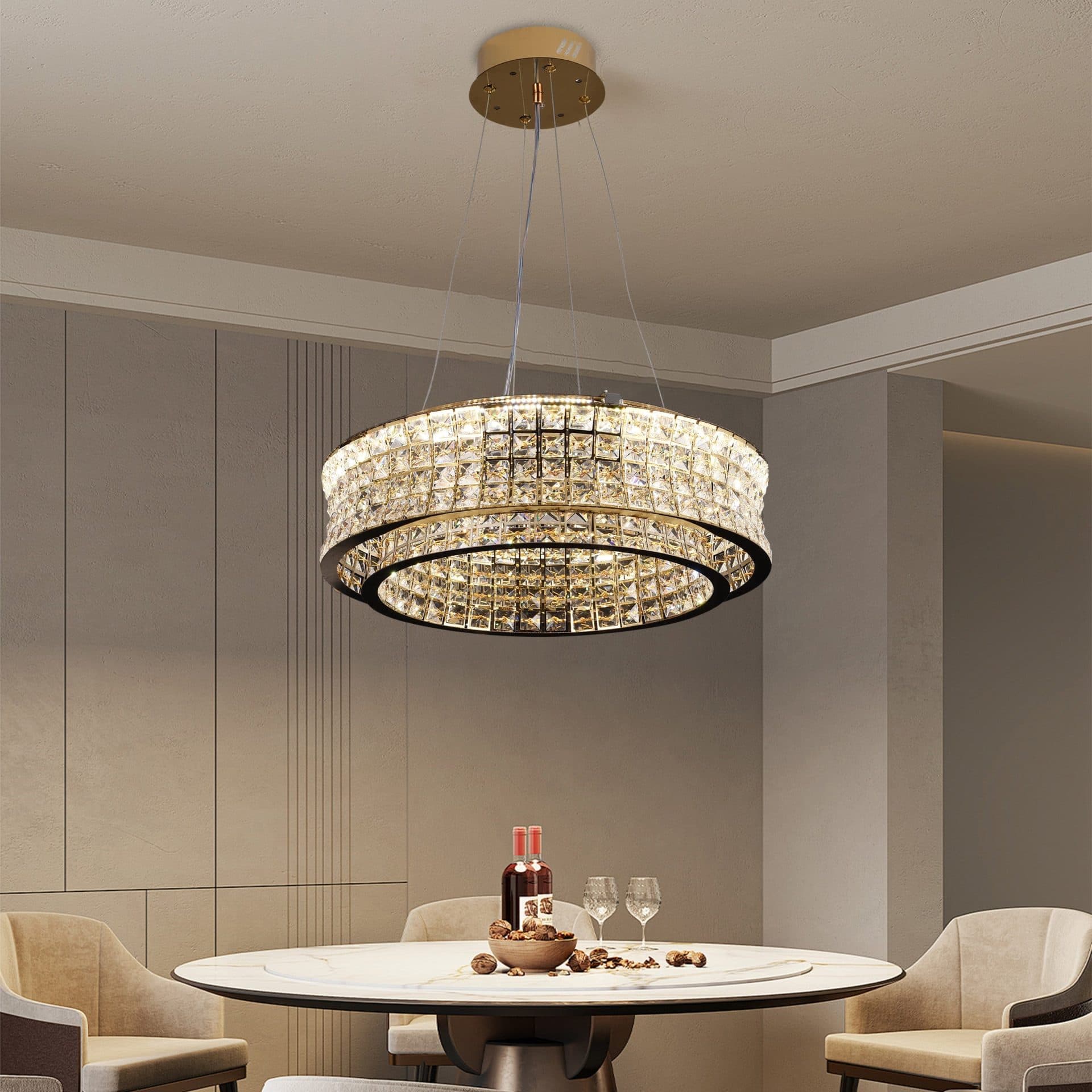 Lustra LED Flippy LLC160/500GD Cristal si Metal 54W Dimabila Inaltime Reglabila — imagine 6