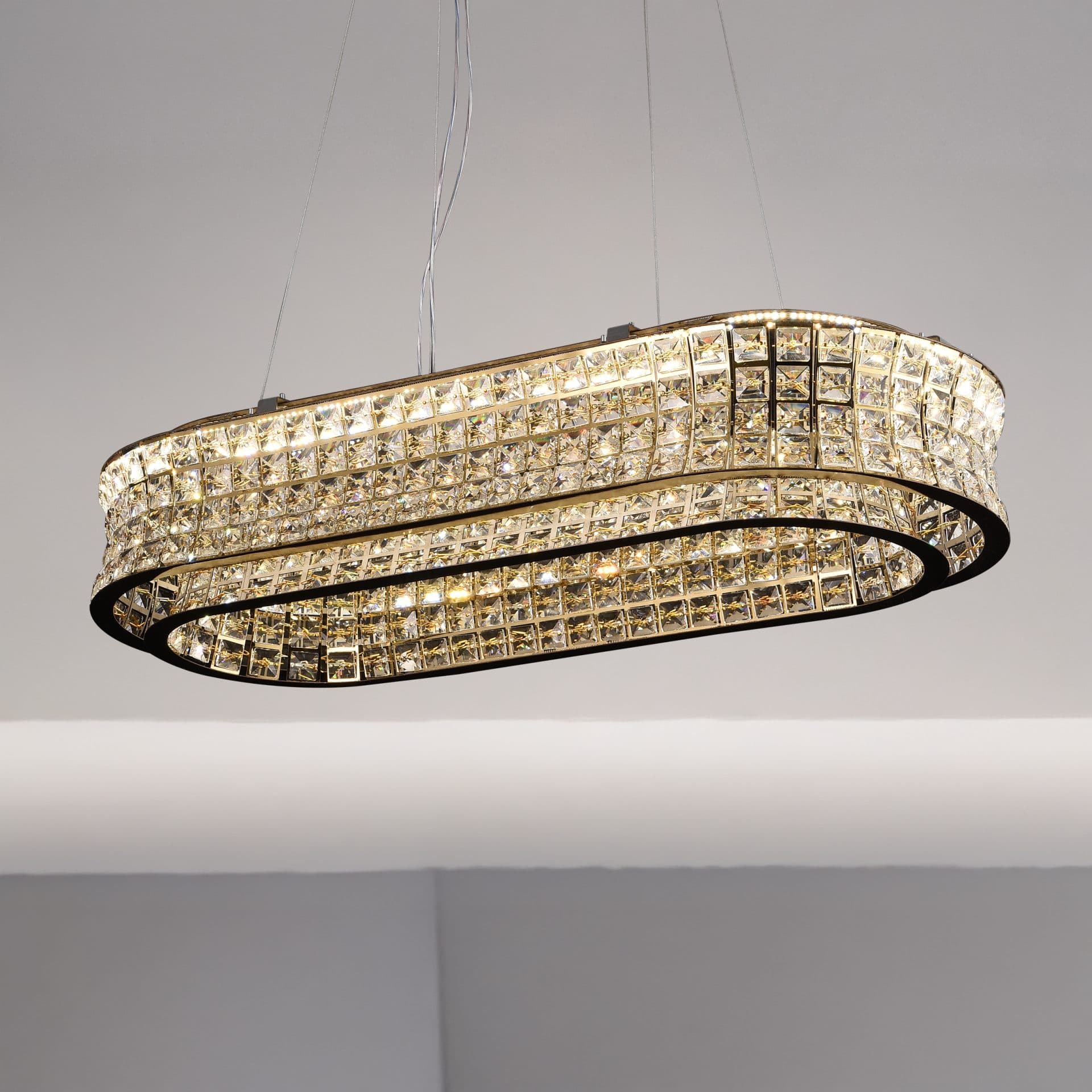 Lustra LED Flippy cu Telecomanda, Cristal si Metal, 72W, Dimabila, Inaltime Reglabila — imagine 9