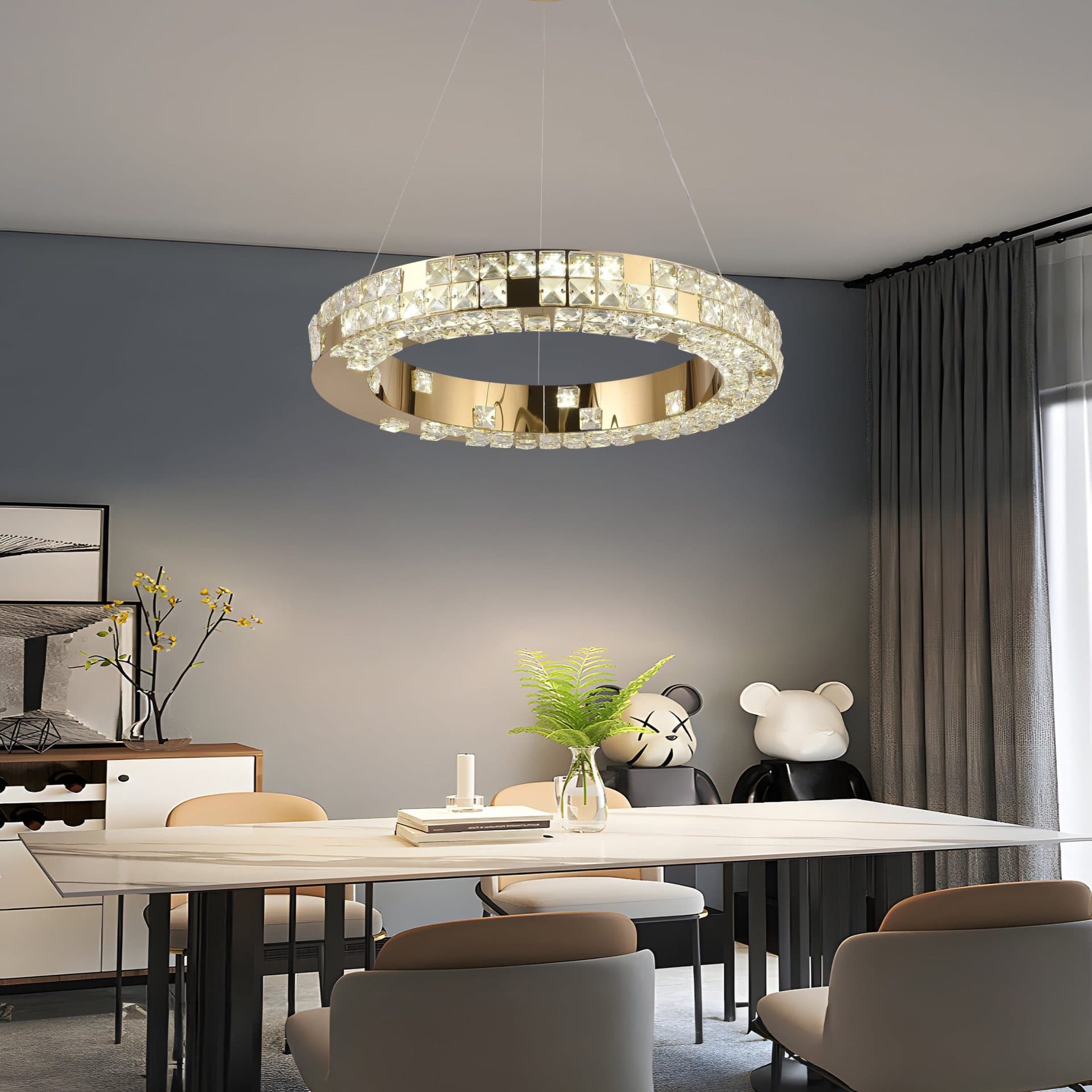 Lustra LED Flippy 29W Cristal si Metal Dimabila Telecomanda Inaltime Reglabila — imagine 11