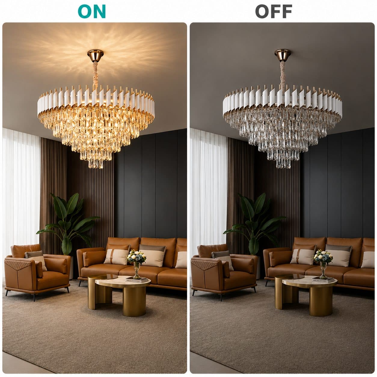 Candelabru Flippy Cristal VERSAILLES Supremo 12x E14 Diametru 80cm Auriu Lucios si Alb Inaltime Reglabila — imagine 5