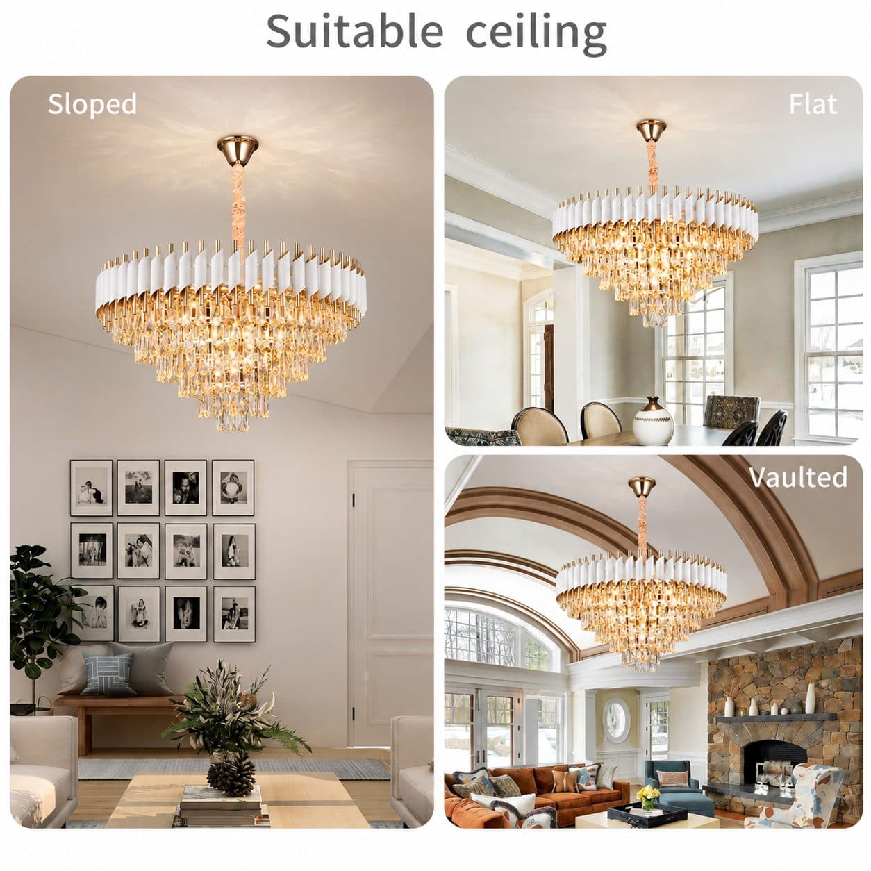 Candelabru Flippy Cristal VERSAILLES Supremo 12x E14 Diametru 80cm Auriu Lucios si Alb Inaltime Reglabila — imagine 6