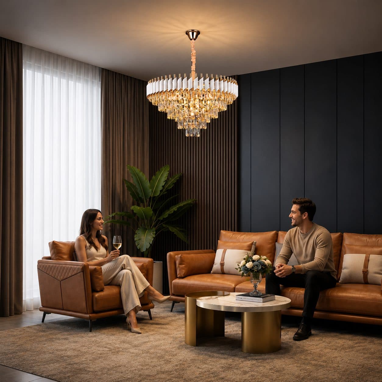Candelabru Flippy Cristal VERSAILLES Supremo 12x E14 Diametru 80cm Auriu Lucios si Alb Inaltime Reglabila — imagine 7