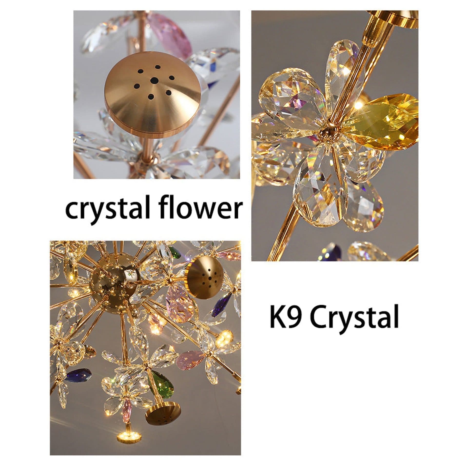 Candelabru Flippy Modern cu Cristal, 32xG4, Auriu si Cristale, 54.5cm, Inaltime Reglabila — imagine 8