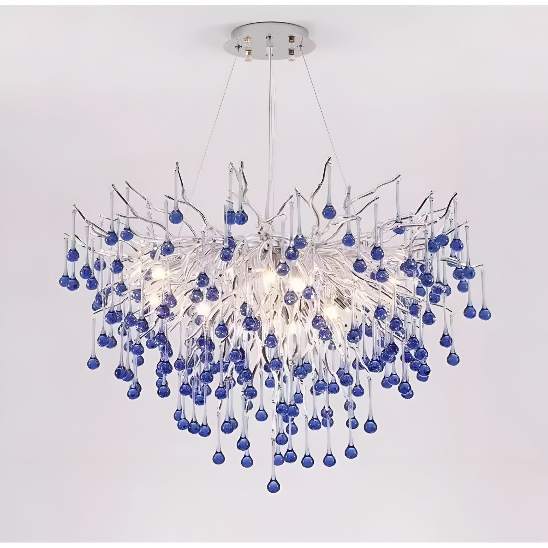 Candelabru Flippy Cristal 9x G9 Crom si Cristale Albastre 60cm Inaltime Reglabila — imagine 4