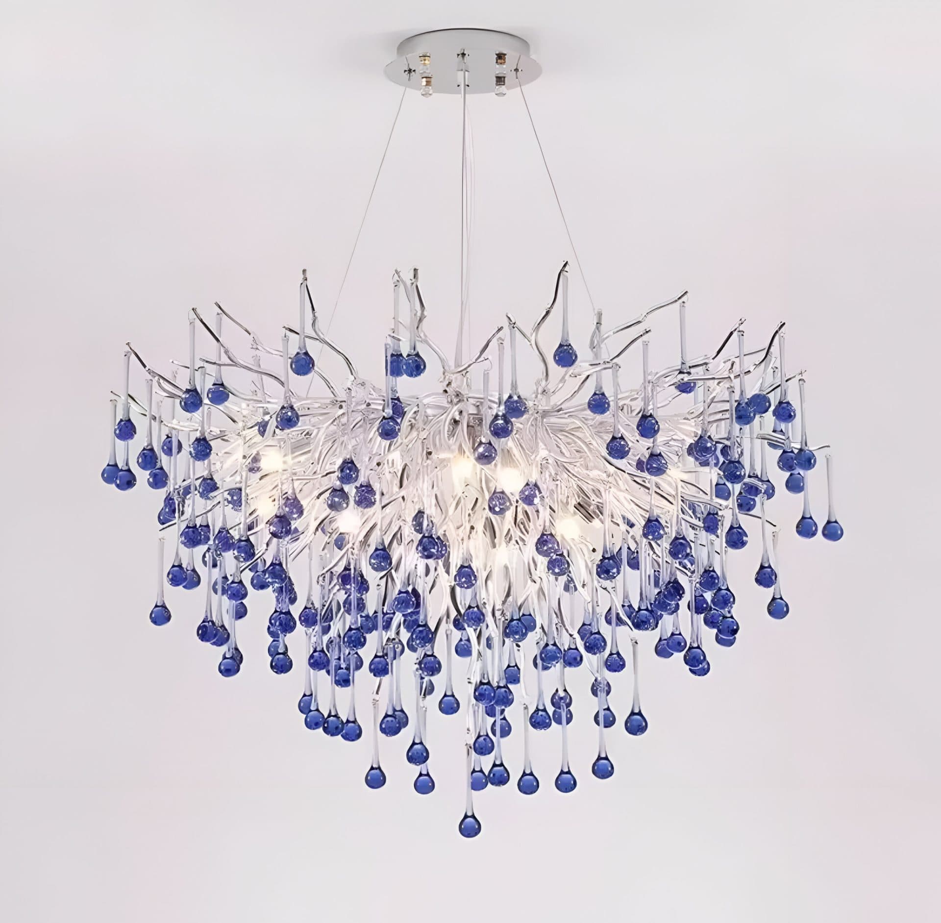 Candelabru Flippy Cristal 9x G9 Crom si Cristale Albastre 60cm Inaltime Reglabila — imagine 12
