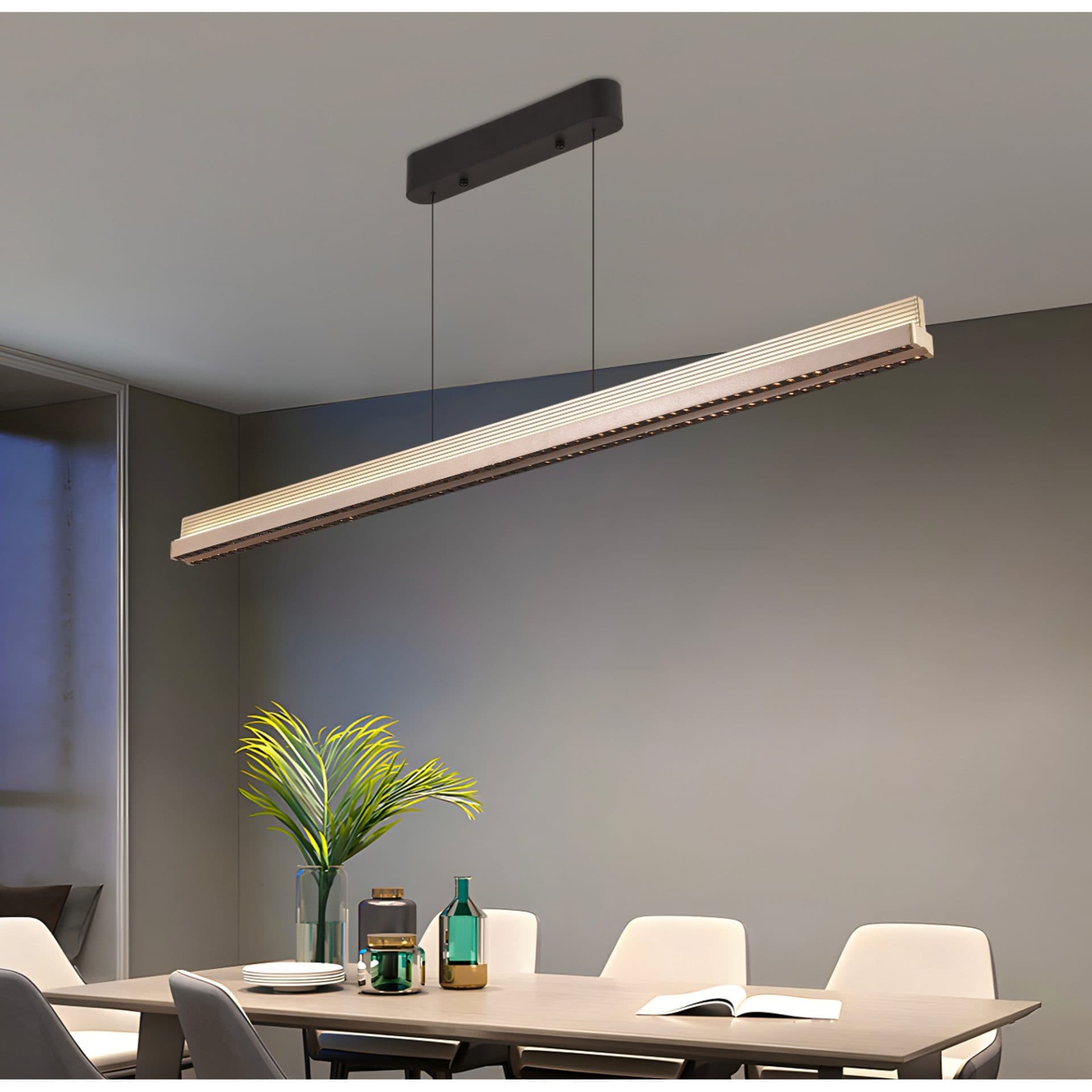 Lustra LED suspendata Flippy 90W, telecomanda, lumina Rece/Calda/Neutra, Dimabila, Inaltime Reglabila, Negru — imagine 1