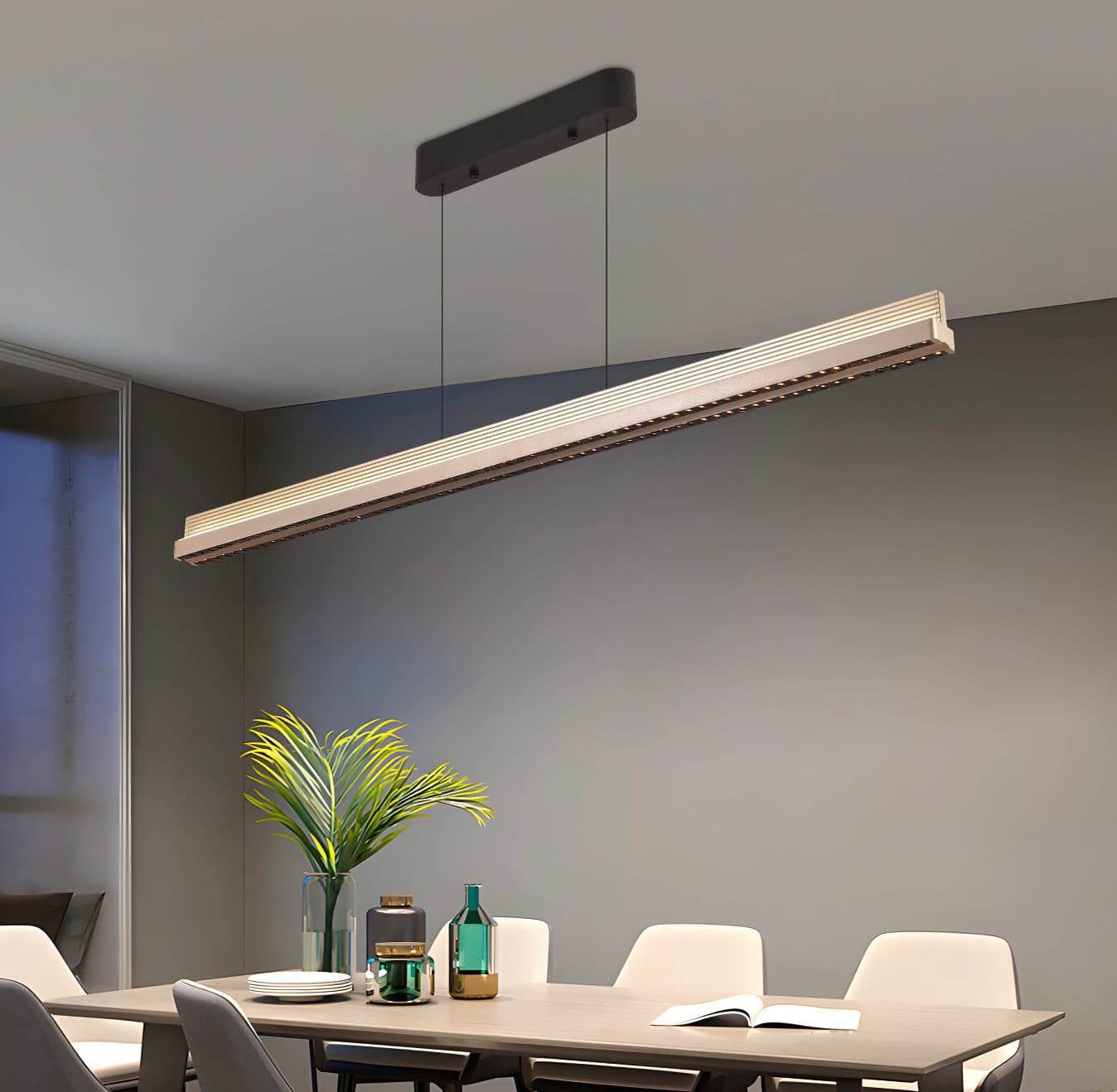 Lustra LED suspendata Flippy 90W, telecomanda, lumina Rece/Calda/Neutra, Dimabila, Inaltime Reglabila, Negru — imagine 2