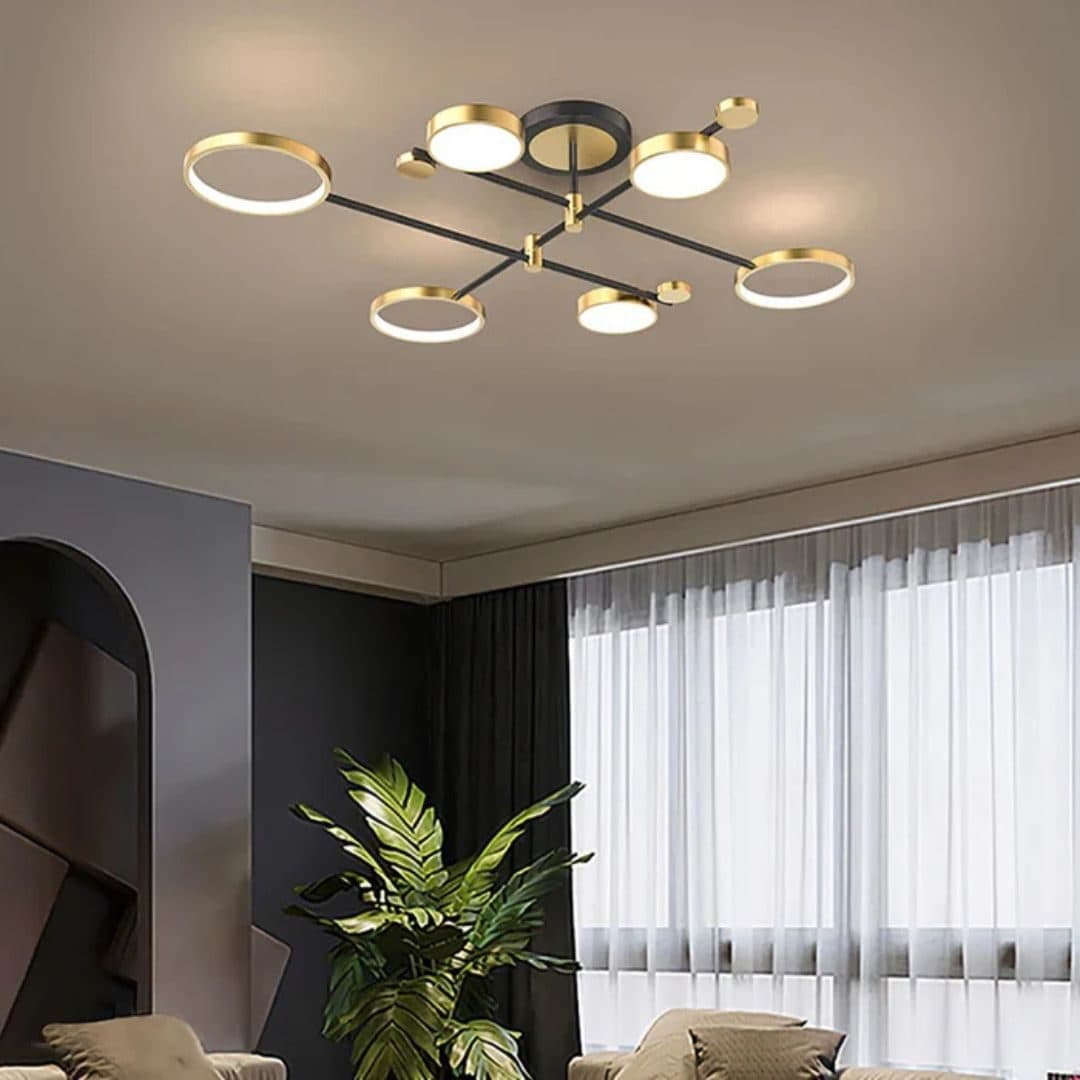 Lustra LED cu Telecomanda MARIA 6 Elementele 31W Auriu si Negru — imagine 6