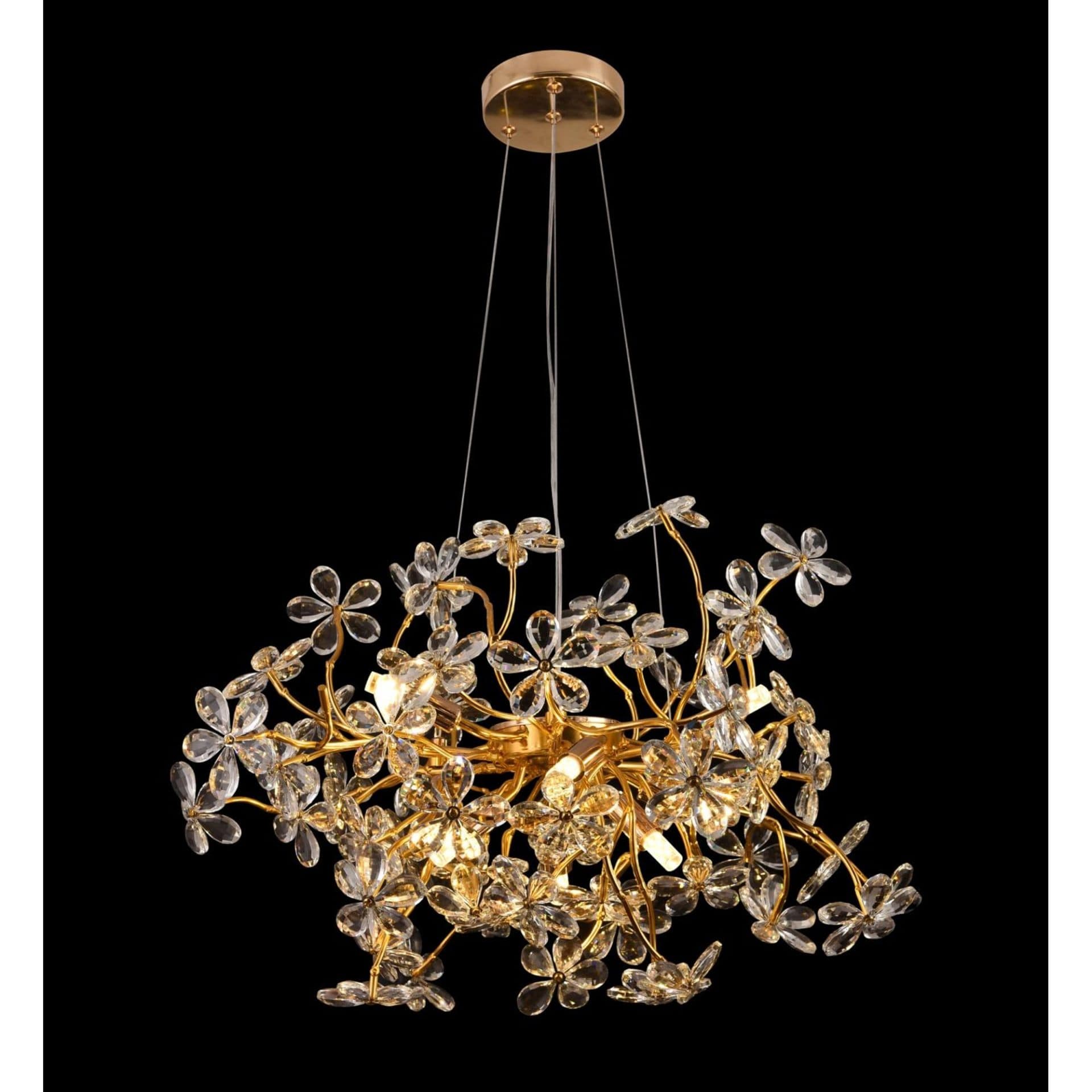 Candelabru Flippy AURAFLOR Regalis 12xG9 Crom si Cristale Diametru 75cm Inaltime Reglabila — imagine 3