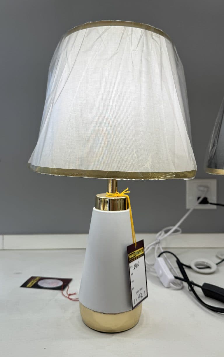 Veioza Flippy VZ210WH, Metal si Textil, Alb si Auriu — imagine 2