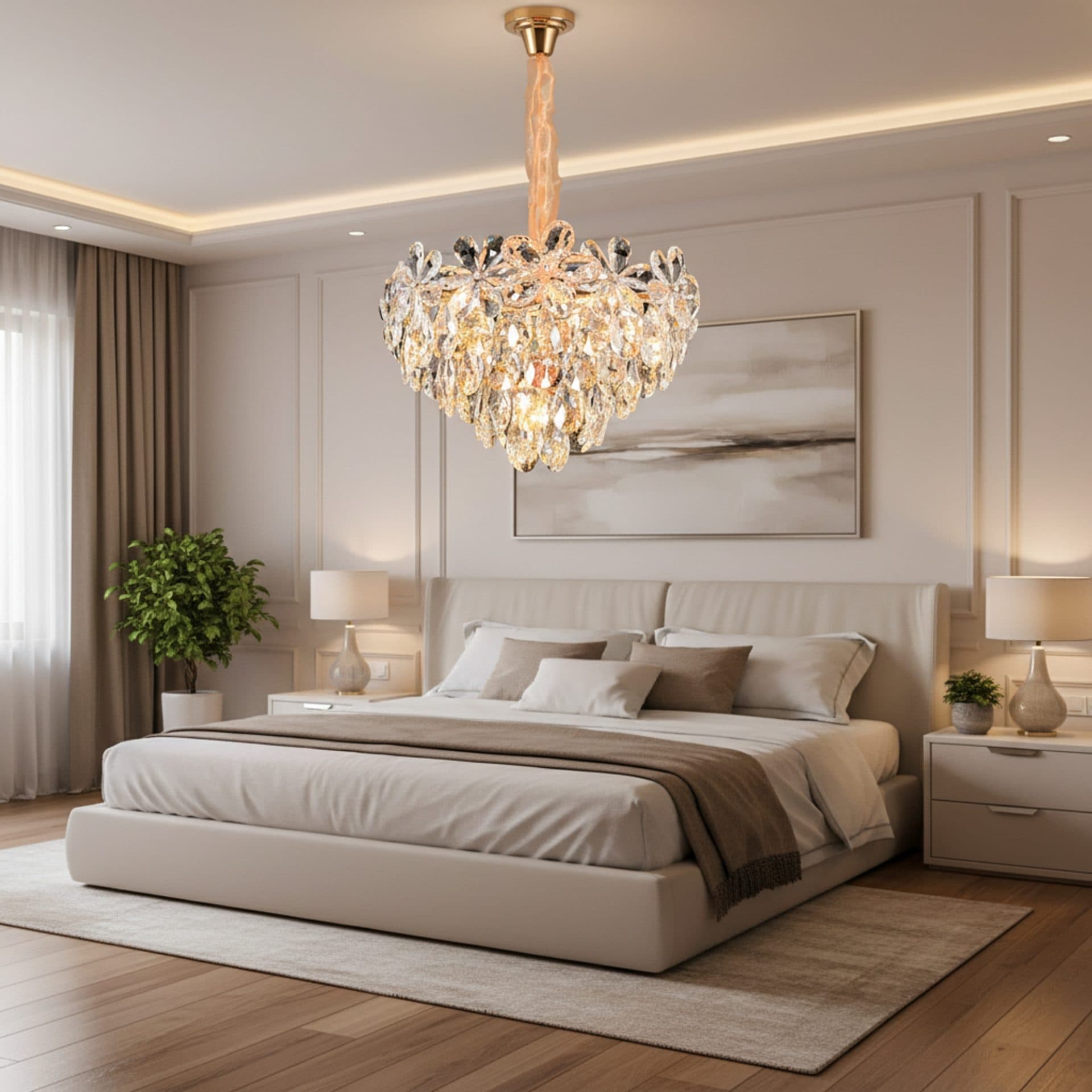 Candelabru Flippy Cristal Eleganza 7x E14 Diametru 40cm Auriu Lucios — imagine 1
