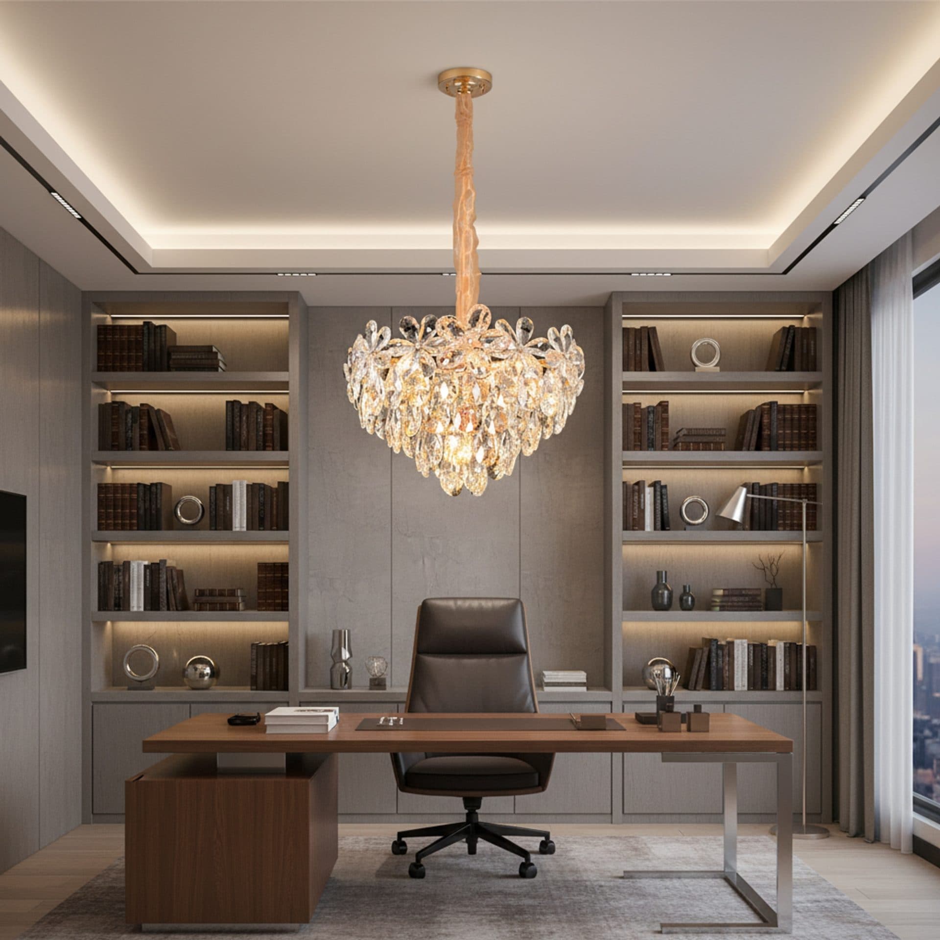 Candelabru Flippy Cristal Eleganza 7x E14 Diametru 40cm Auriu Lucios — imagine 3