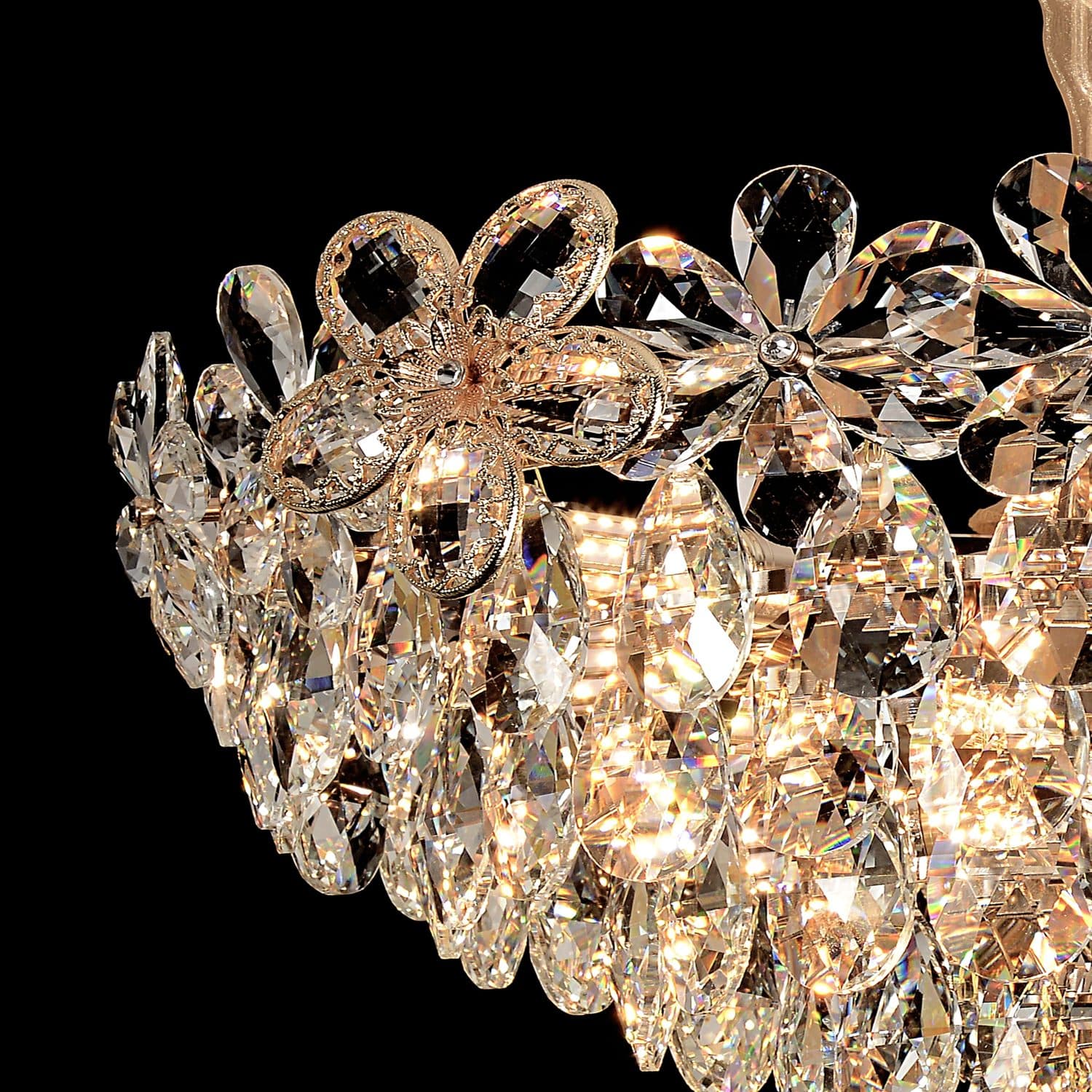 Candelabru Flippy Cristal Eleganza 7x E14 Diametru 40cm Auriu Lucios — imagine 8