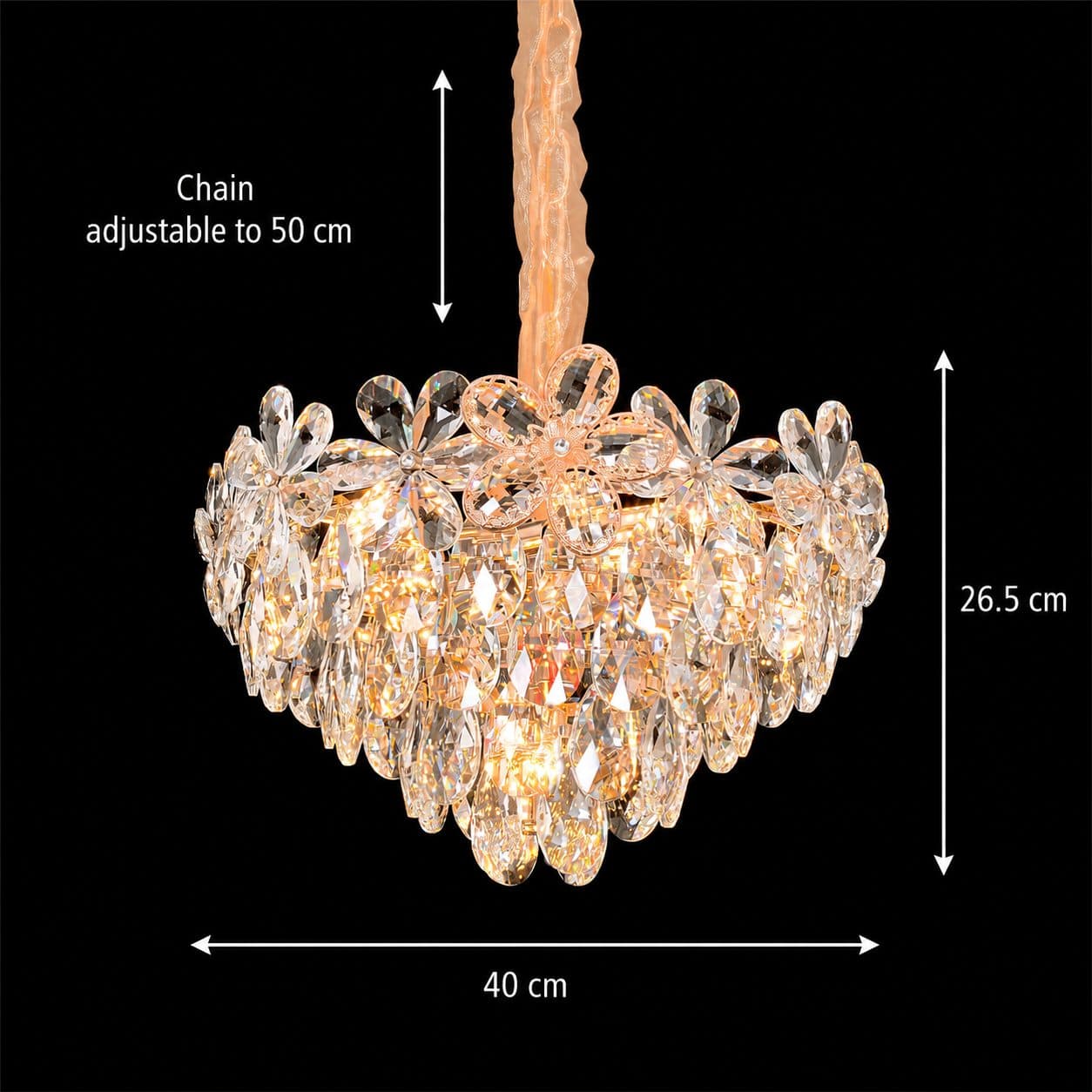 Candelabru Flippy Cristal Eleganza 7x E14 Diametru 40cm Auriu Lucios — imagine 10