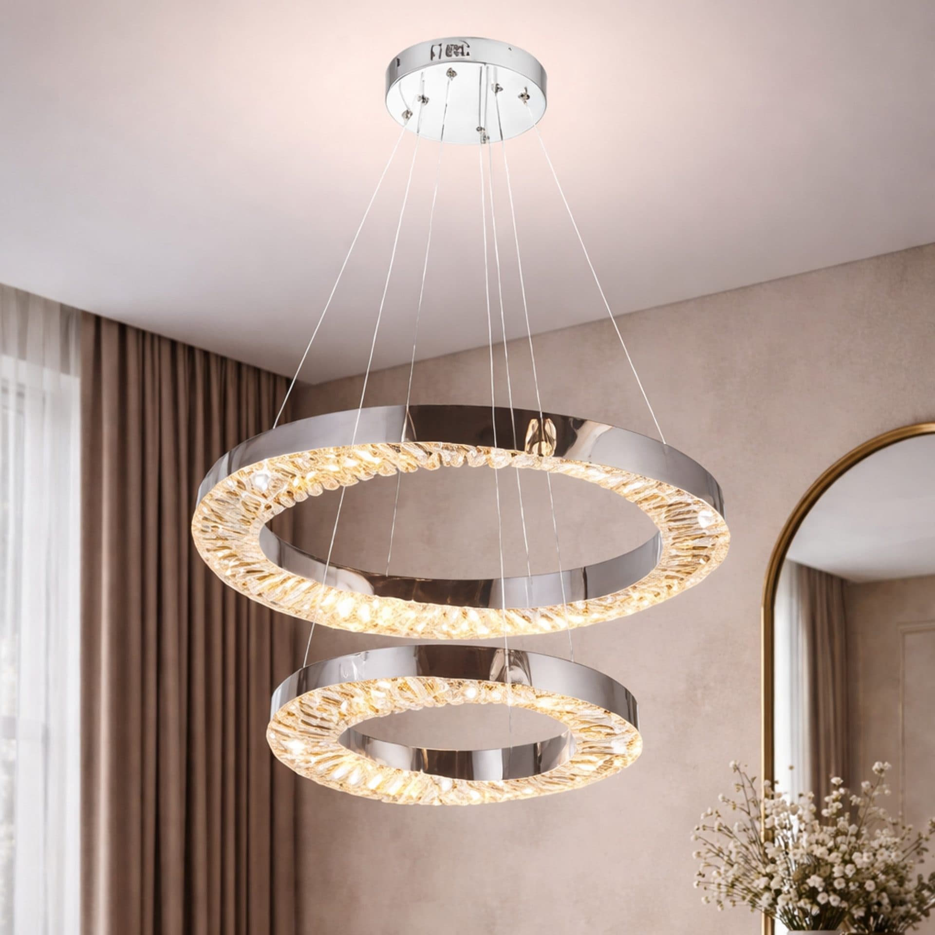 Candelabru LED cu Telecomanda 196W HALO Magno Crom Cristal Metal — imagine 1