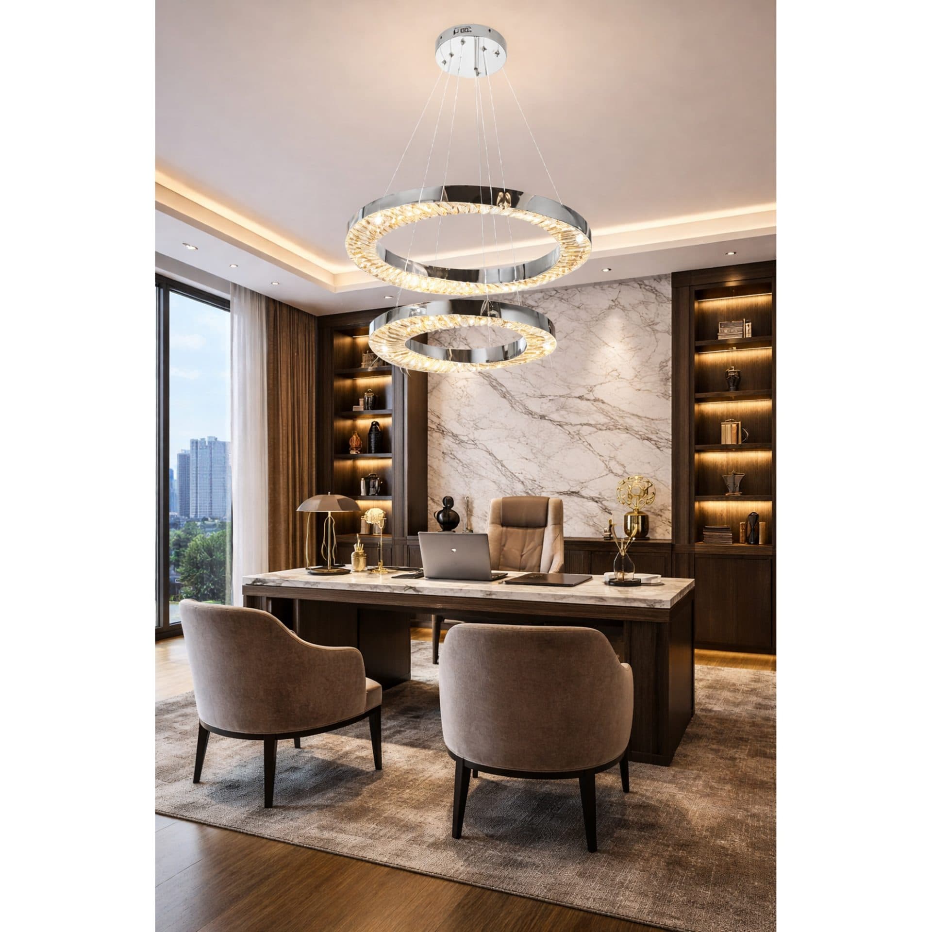 Candelabru LED cu Telecomanda 196W HALO Magno Crom Cristal Metal — imagine 4