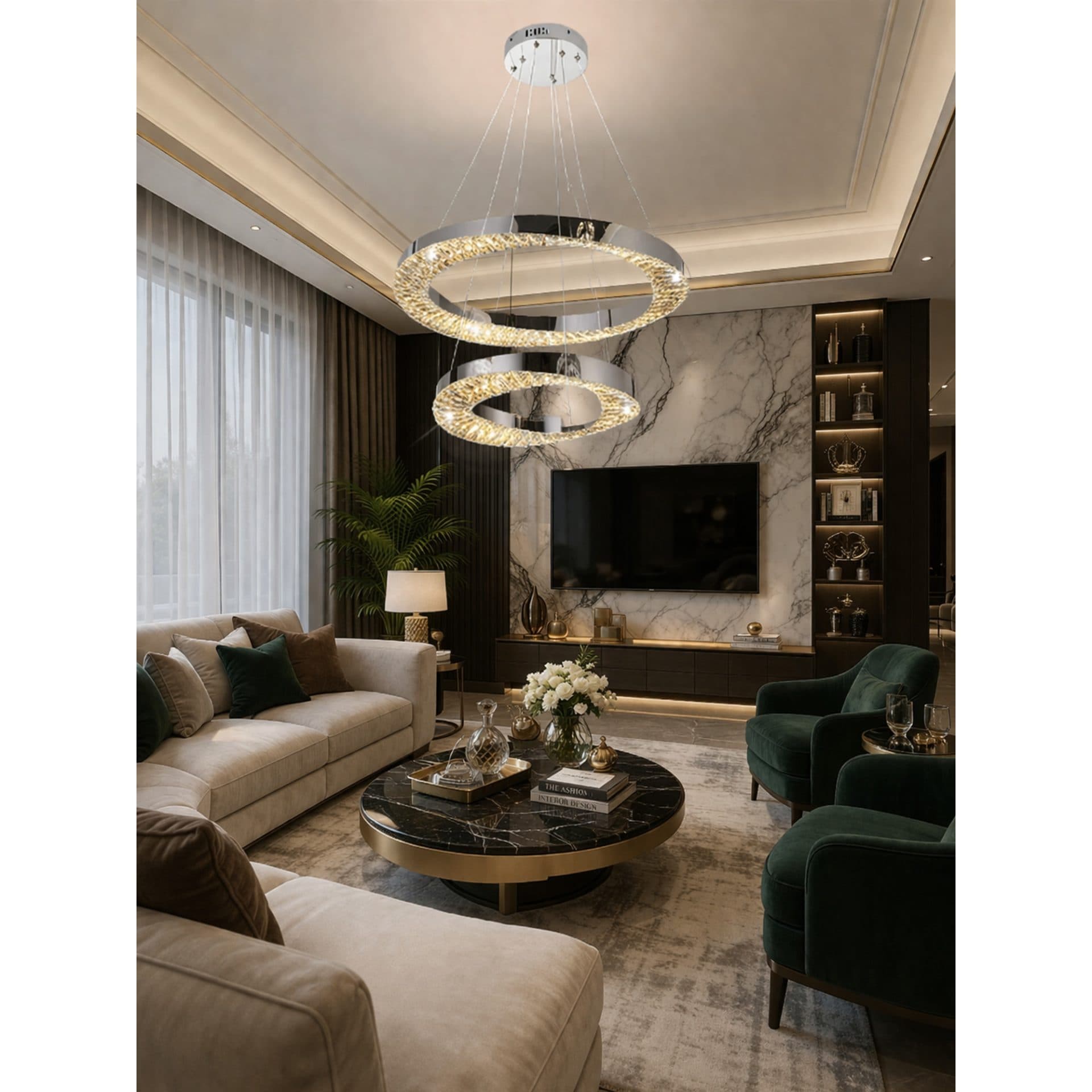 Candelabru LED cu Telecomanda 196W HALO Magno Crom Cristal Metal — imagine 6