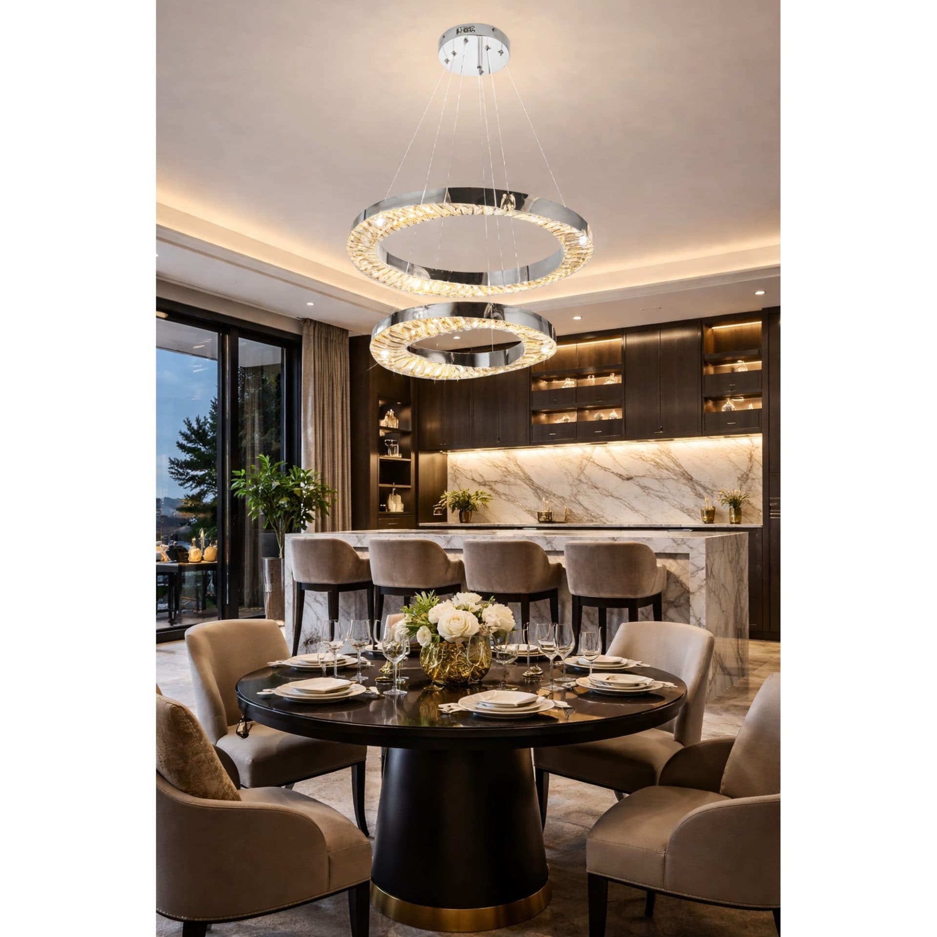 Candelabru LED cu Telecomanda 196W HALO Magno Crom Cristal Metal — imagine 7
