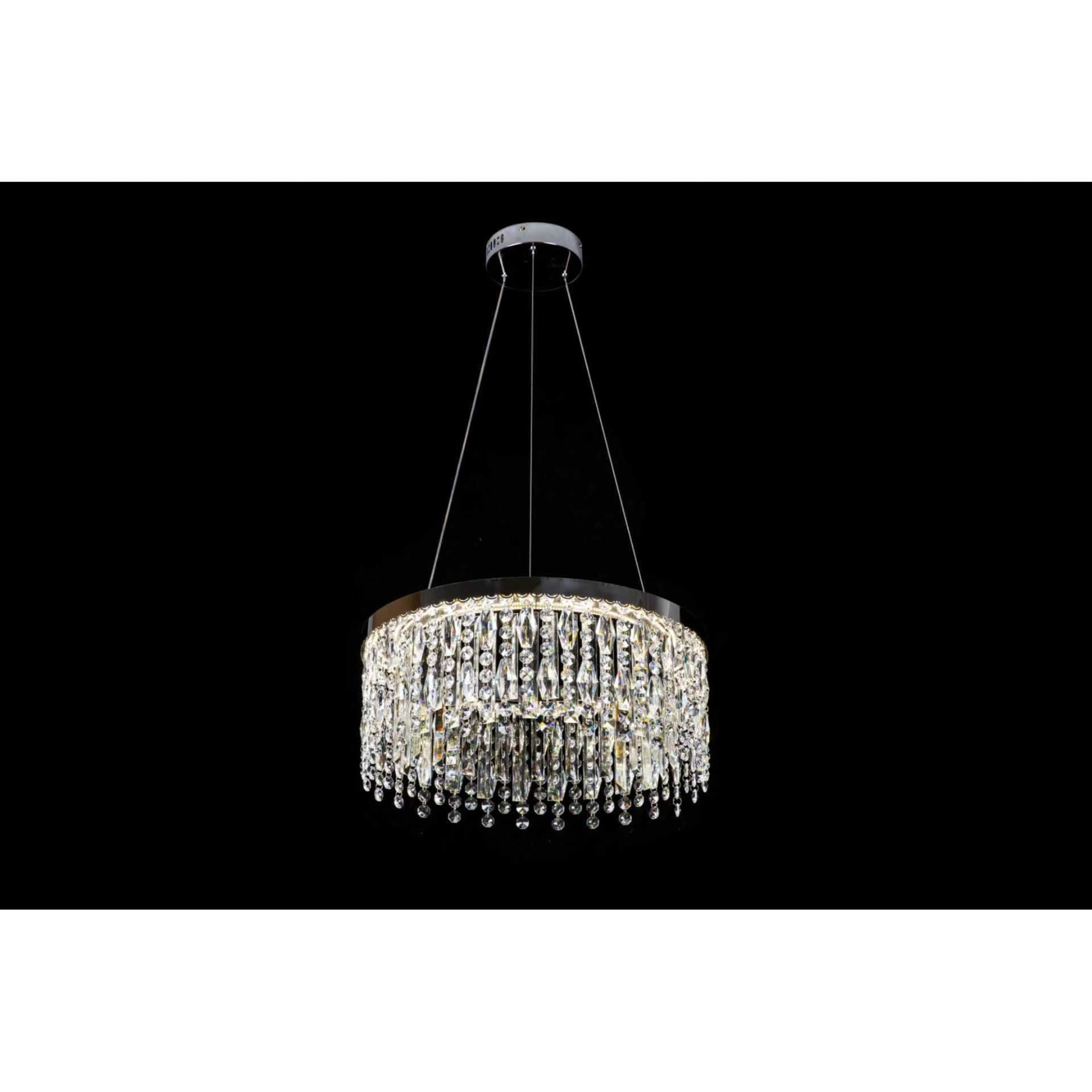 Candelabru LED 76W cu Telecomanda Diametru 40 cm Inaltime 120 cm Lumina Rece Neutra Calda Argintiu Cristal Metal — imagine 2