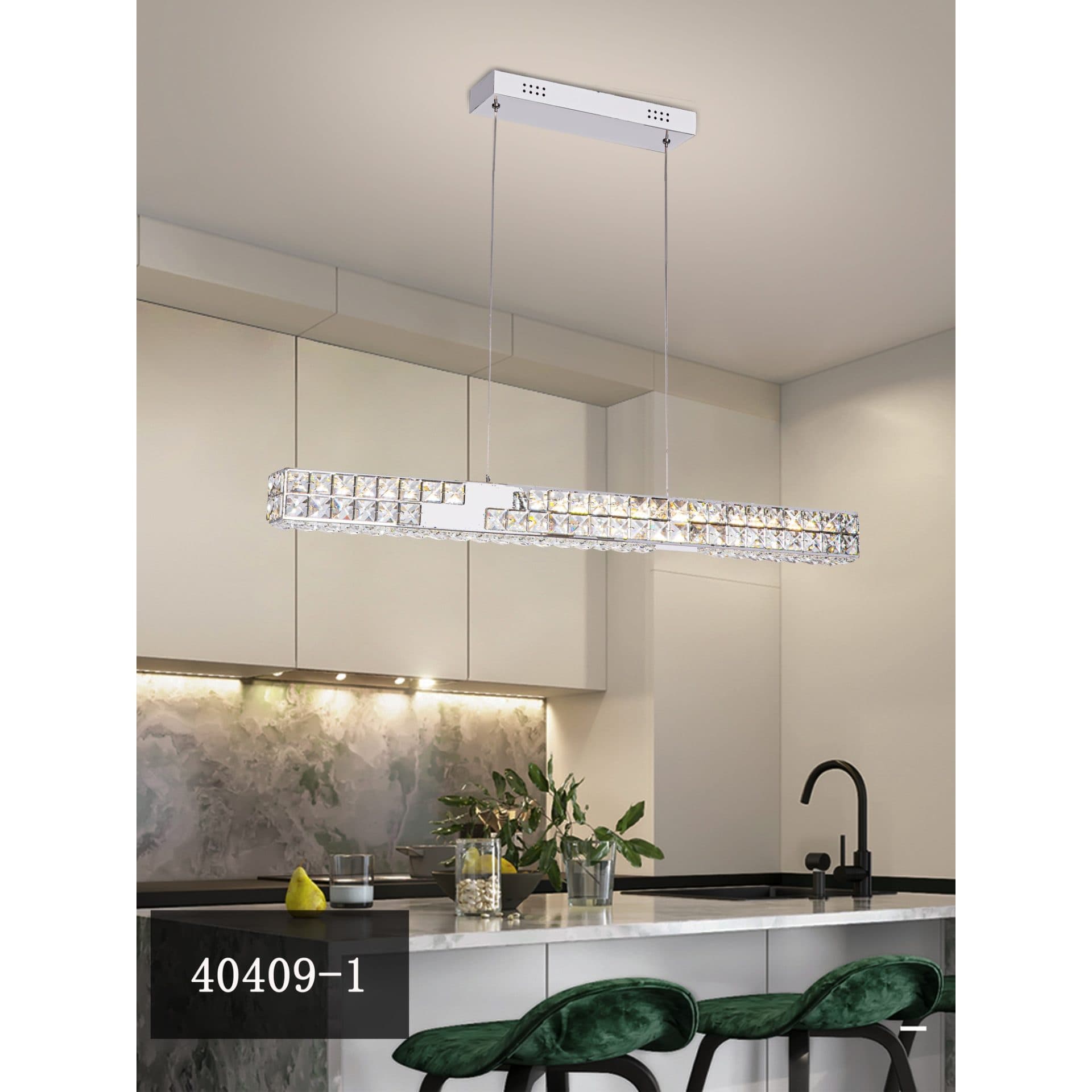 Candelabru LED PRISMORA cu Telecomanda Diametru 85 cm Inaltime 120 cm Crom Cristal Metal — imagine 2