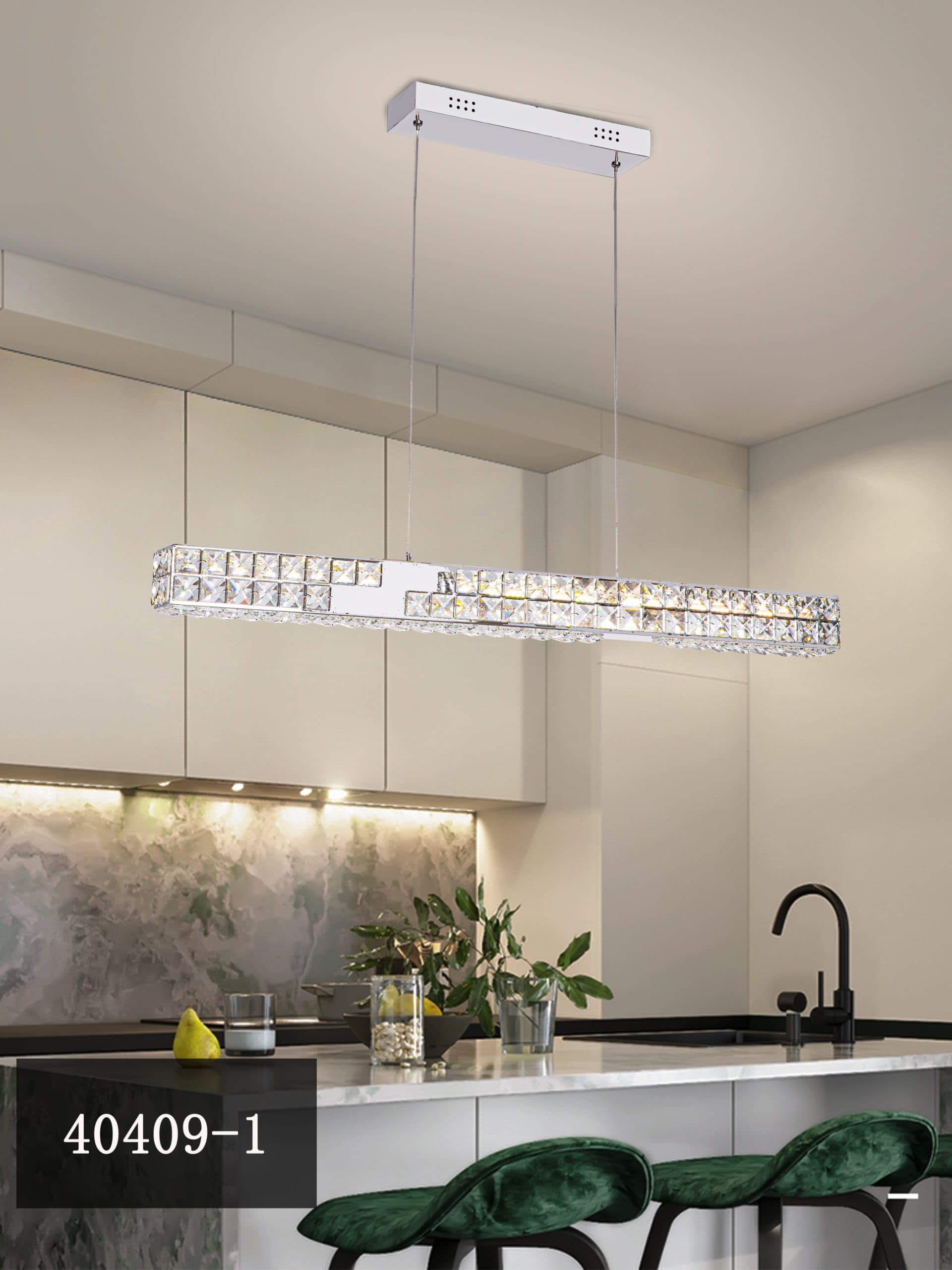 Candelabru LED PRISMORA cu Telecomanda Diametru 85 cm Inaltime 120 cm Crom Cristal Metal — imagine 3