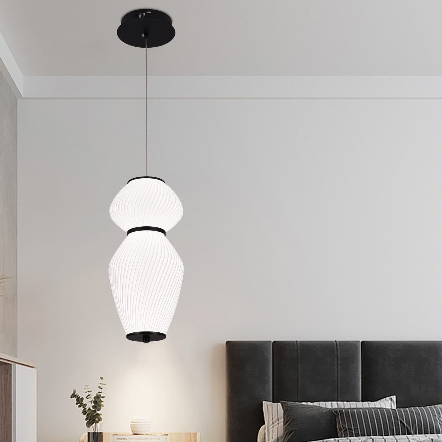Lustra Suspendata LED Flippy 33W Telecomanda Lumina Calda/Rece/Neutra Diametru 40.5 cm Inaltime 40 cm Alb Plexiglas Metal — imagine 6