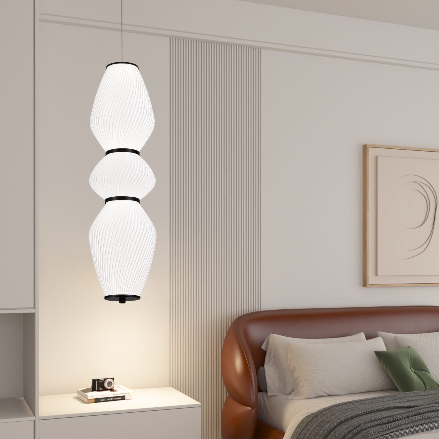 Lustra Suspendata LED Flippy cu Telecomanda, Lumina Calda/Neutra/Rece, Diametru 66 cm, Inaltime 65 cm, Alb, Plexiglas, Metal — imagine 3