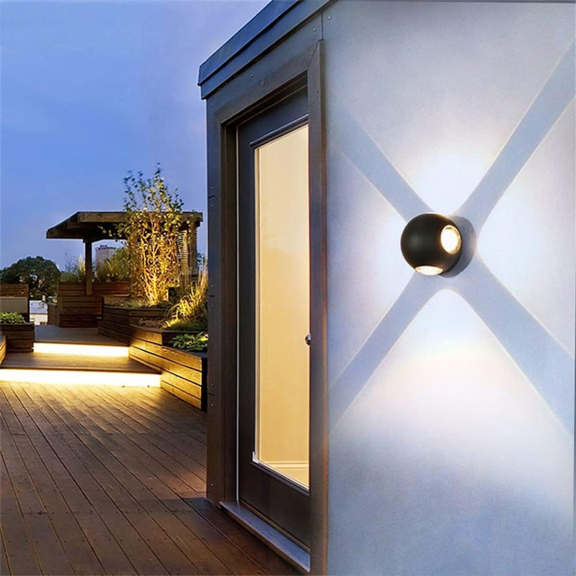 Aplica LED Exterior 4 Surse 4W Negru 3000K — imagine 1